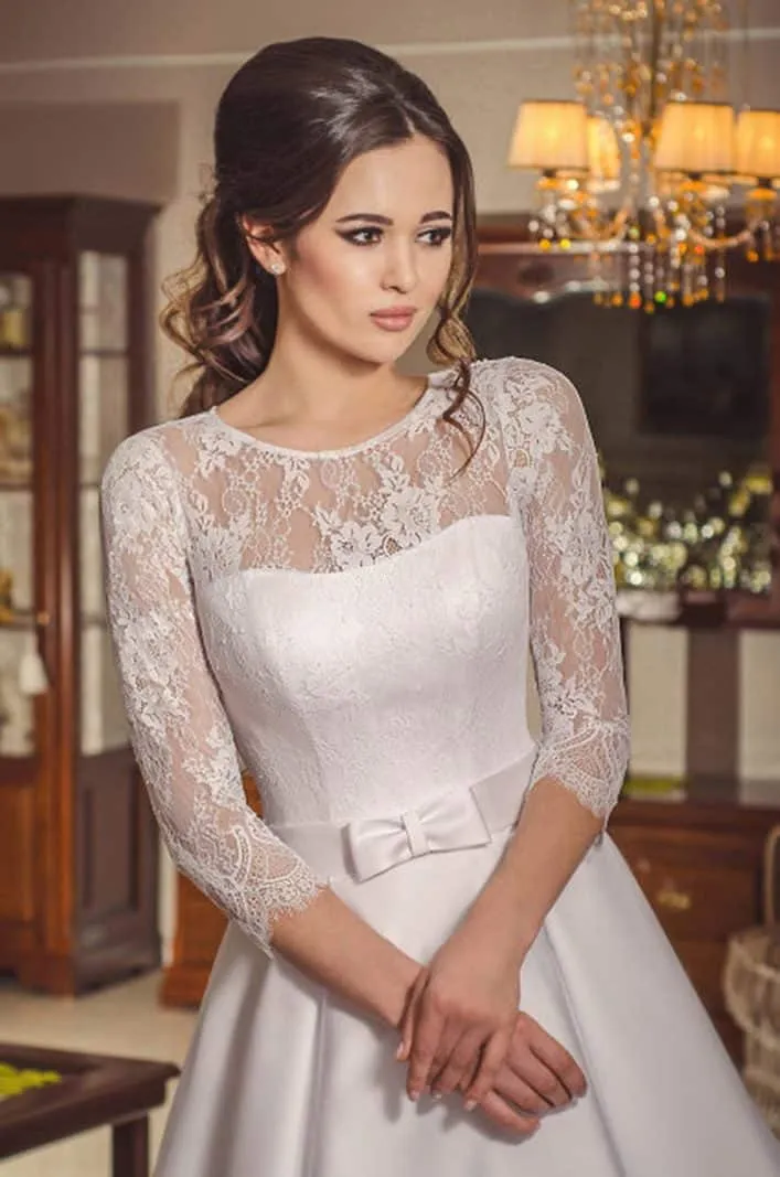 ---Wedding dress for women who follow tradition and love the classic style made in satin with wide A line skirt--
