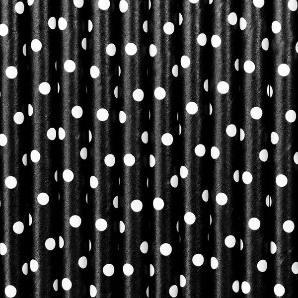 10 cannucce di carta in bianco e nero 19,5 cm