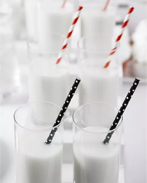 10 cannucce di carta in bianco e nero 19,5 cm