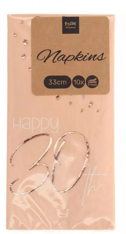10 tovaglioli 30° compleanno rosa elegant blush