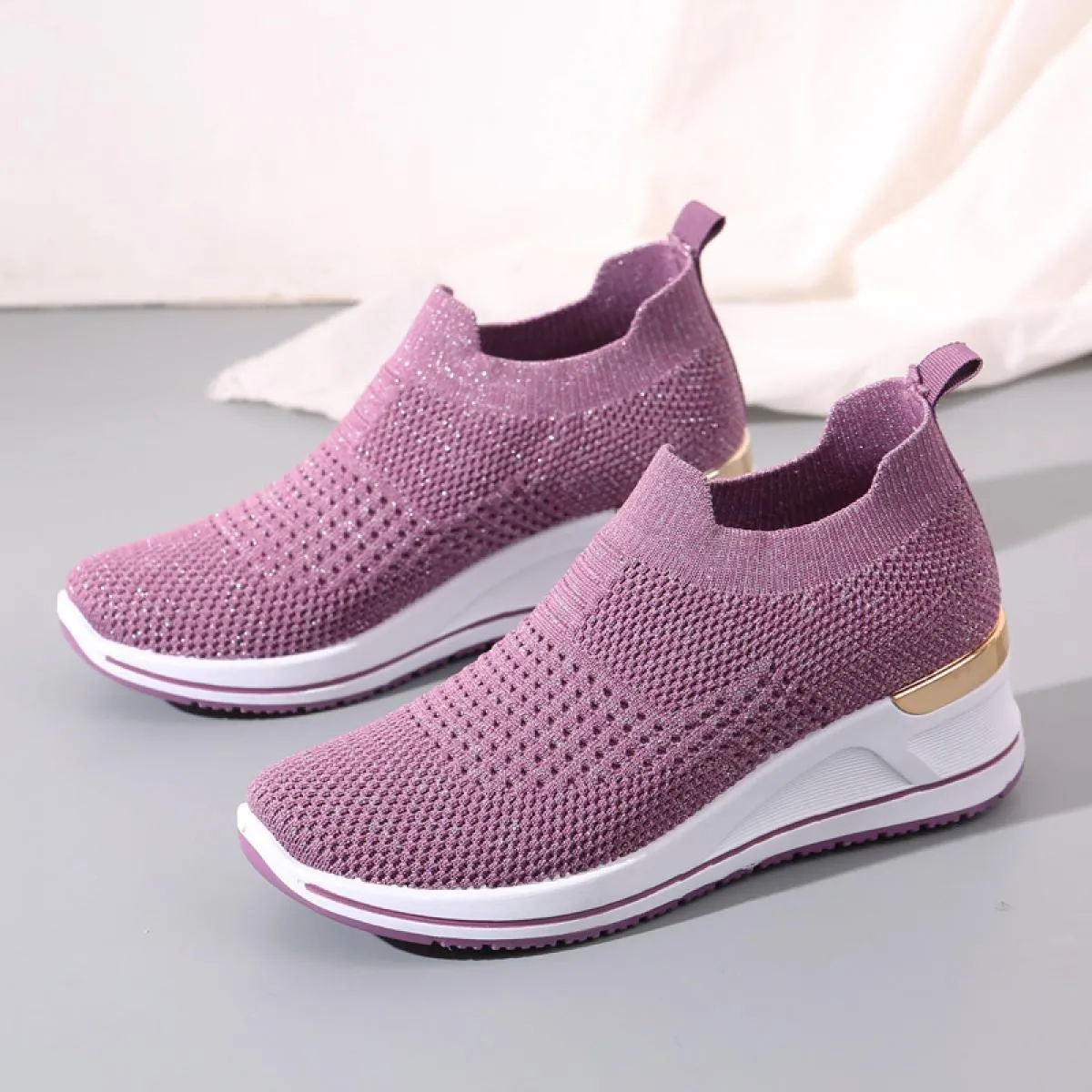 2022 maglia elasticizzata lavorata a maglia calzino scarpe scarpe da ginnastica estive donna slip on mocassini con plateau sport