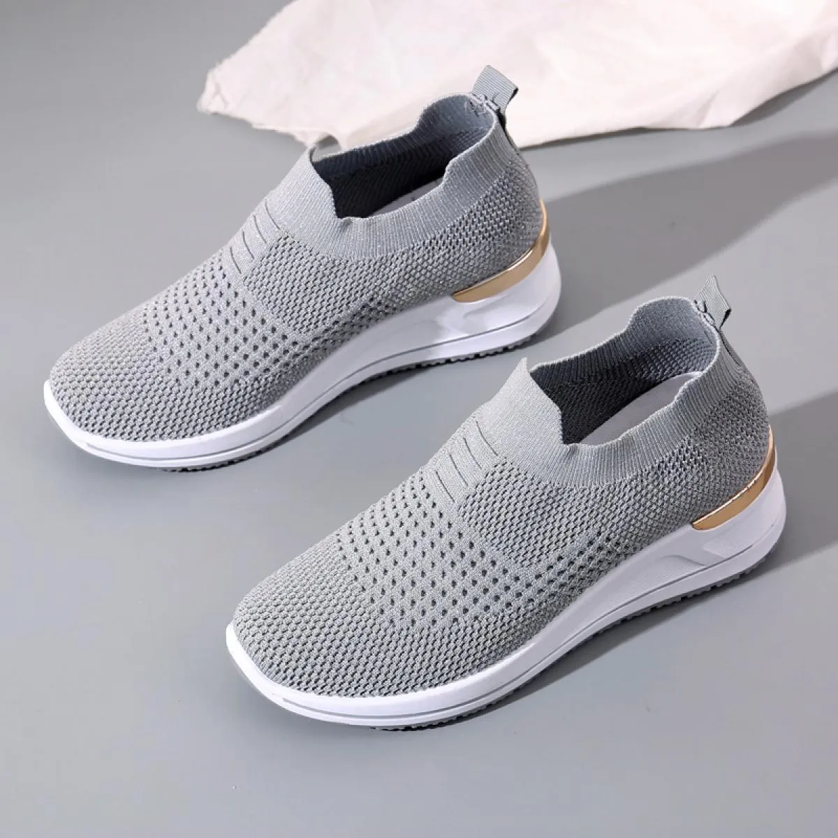 2022 maglia elasticizzata lavorata a maglia calzino scarpe scarpe da ginnastica estive donna slip on mocassini con plateau sport