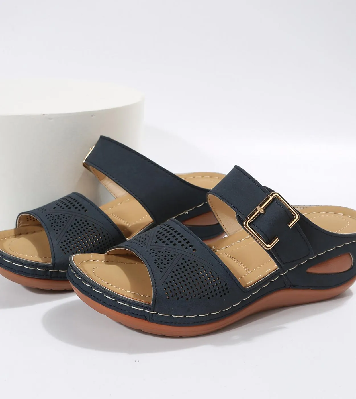 2023 Summer Women Wedge Sandals Premium Orthopedic Open Toe Sandals Vintage Anti Slip Leather Casual Female Platform Ret