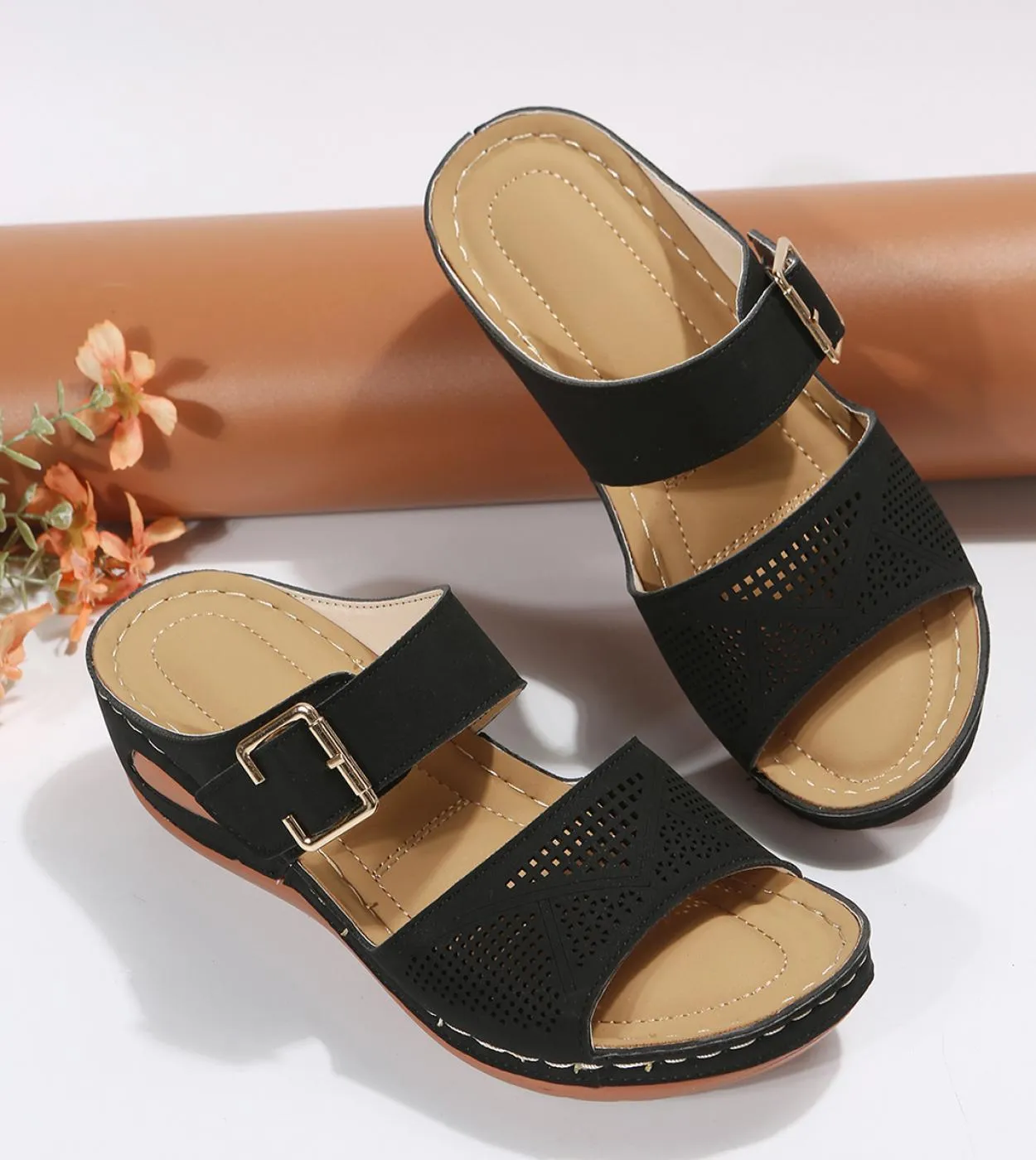 2023 Summer Women Wedge Sandals Premium Orthopedic Open Toe Sandals Vintage Anti Slip Leather Casual Female Platform Ret