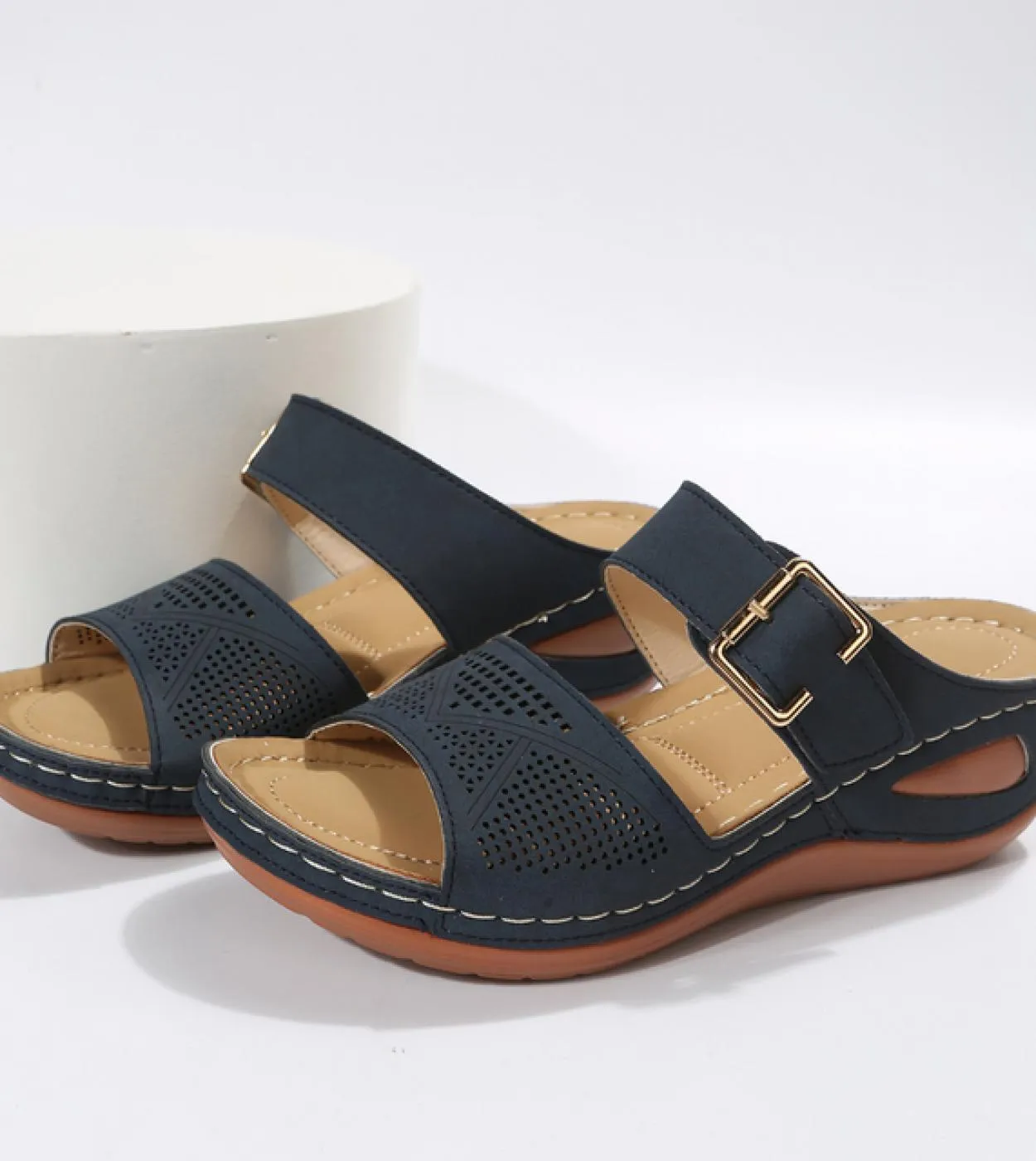 2023 Summer Women Wedge Sandals Premium Orthopedic Open Toe Sandals Vintage Anti Slip Leather Casual Female Platform Ret