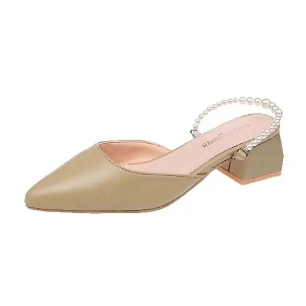 2024 String Bead Belt Scarpe Donna Med Tacchi alti Pantofole Zeppe Sandali Femme Mocassini a punta Ladies Pearl Slides