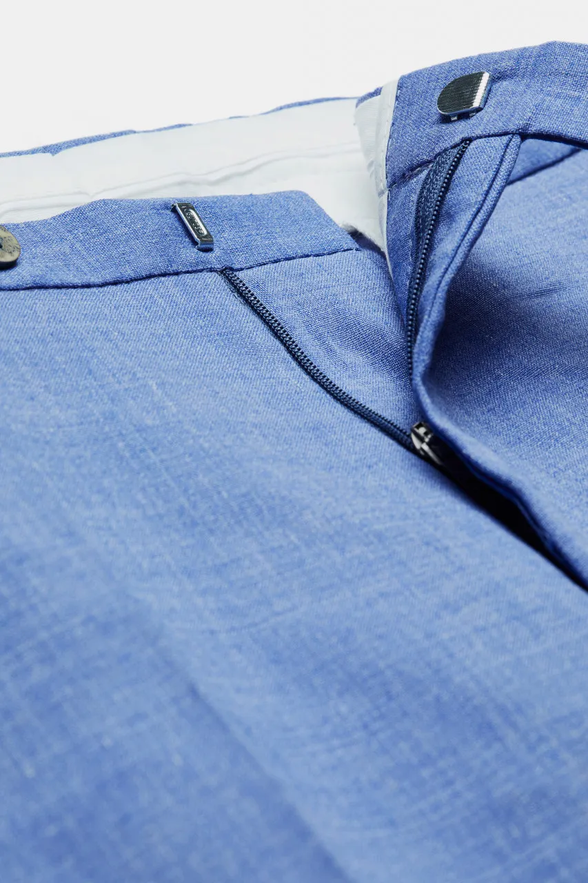 Abito digel slim fit azzurro sfoderato in misto lino