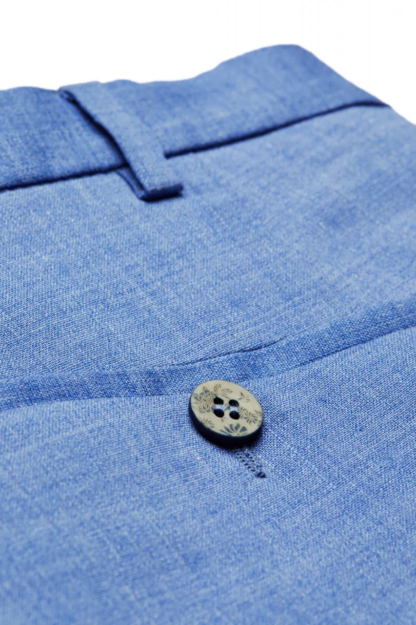 Abito digel slim fit azzurro sfoderato in misto lino