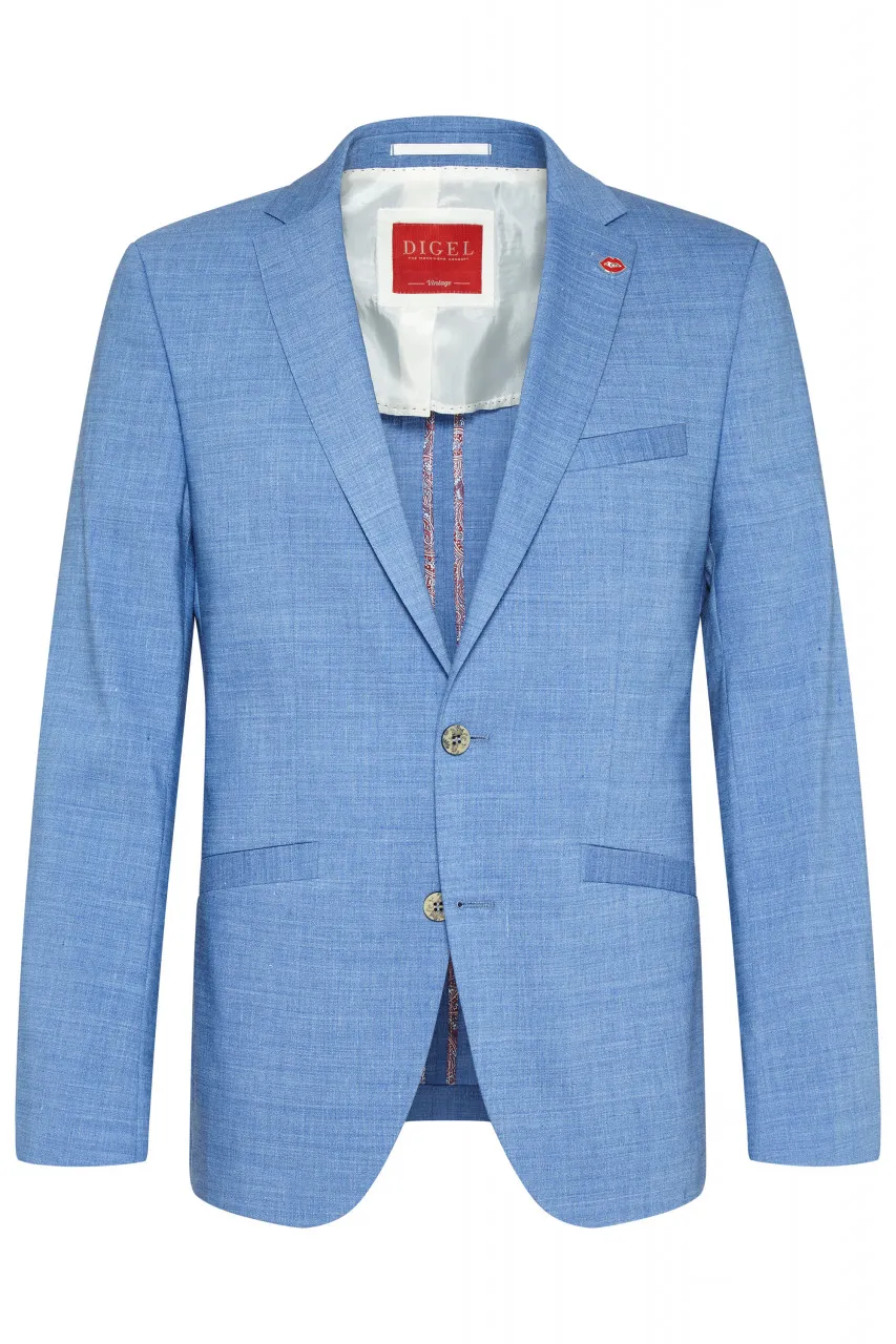 Abito digel slim fit azzurro sfoderato in misto lino
