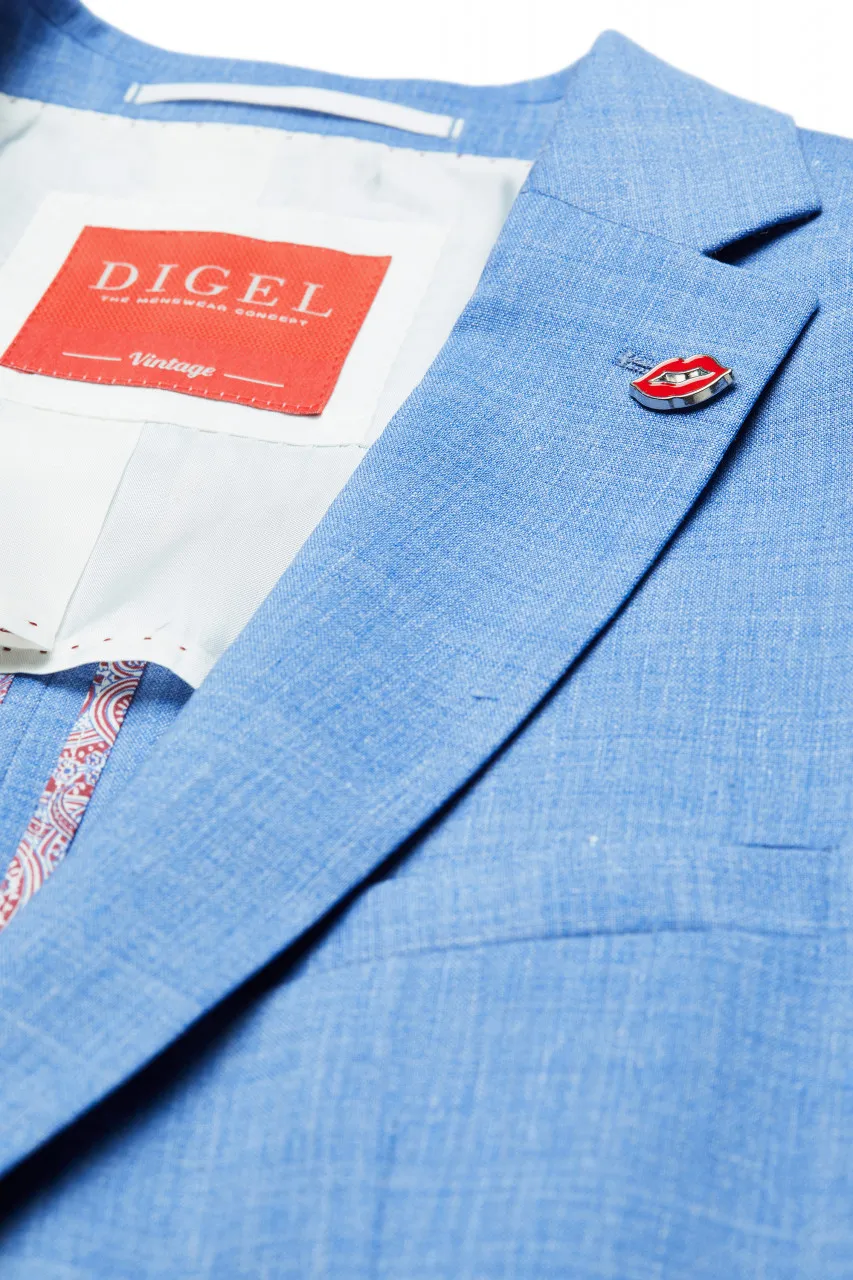 Abito digel slim fit azzurro sfoderato in misto lino