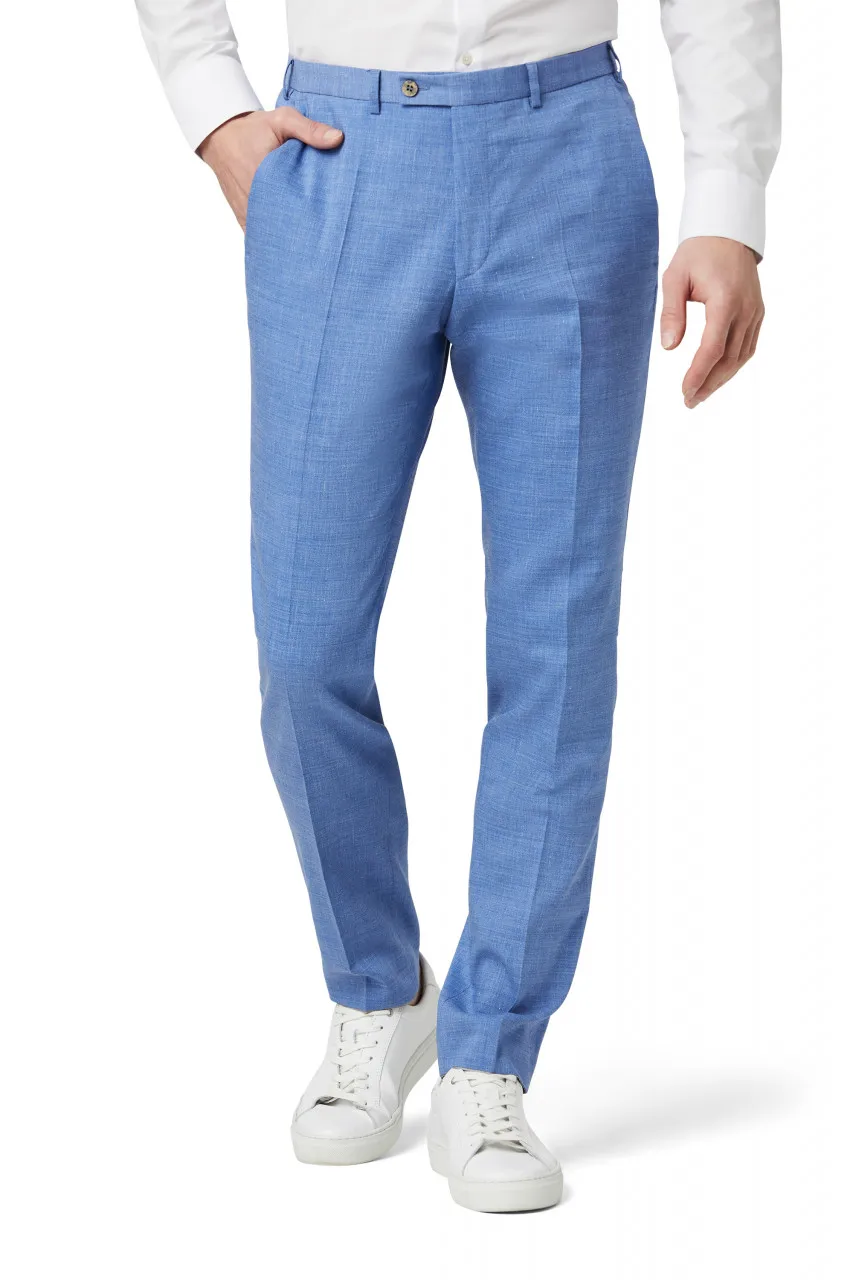 Abito digel slim fit azzurro sfoderato in misto lino