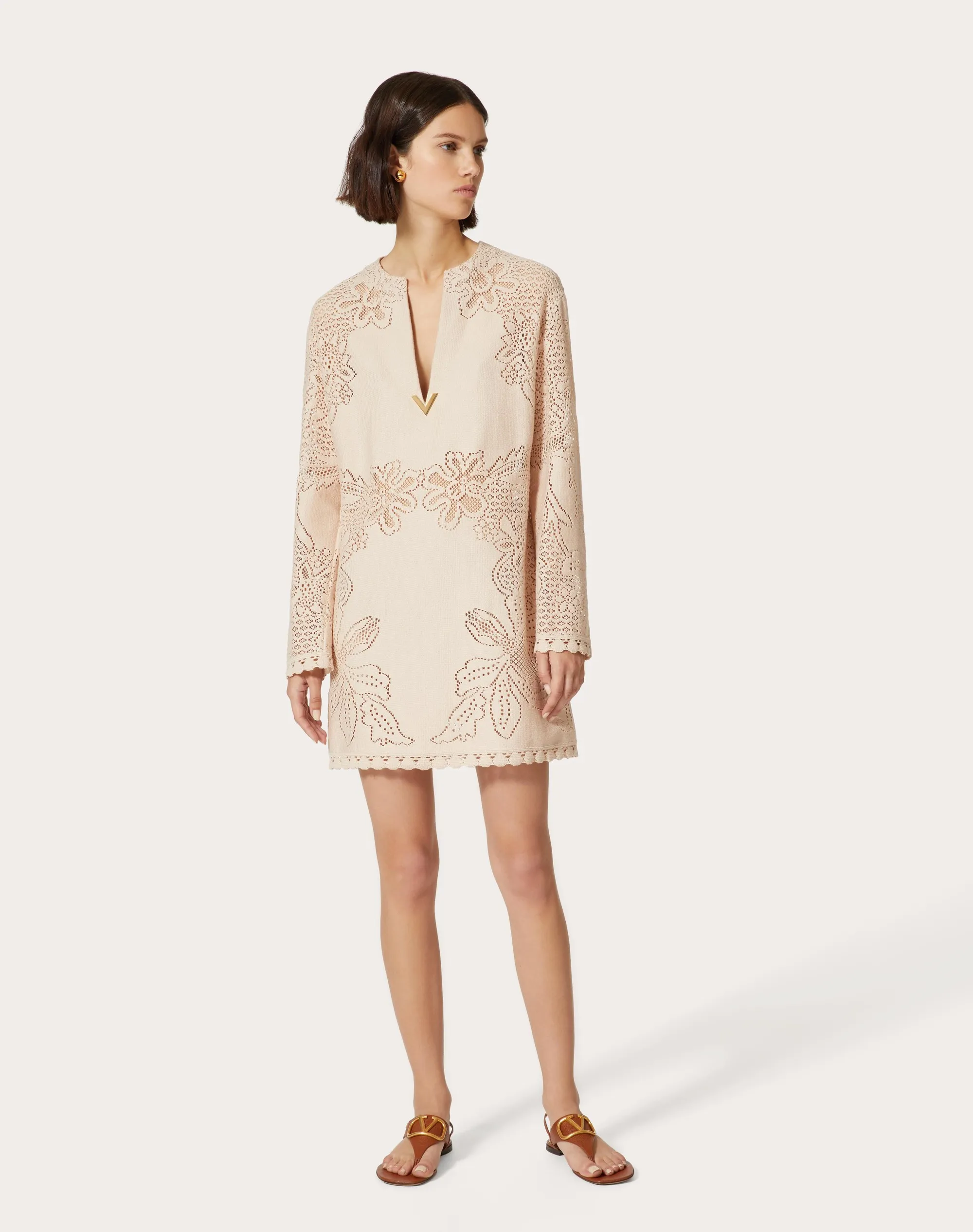 ABITO IN VALENTINO COTTON GUIPURE JARDIN PLAT