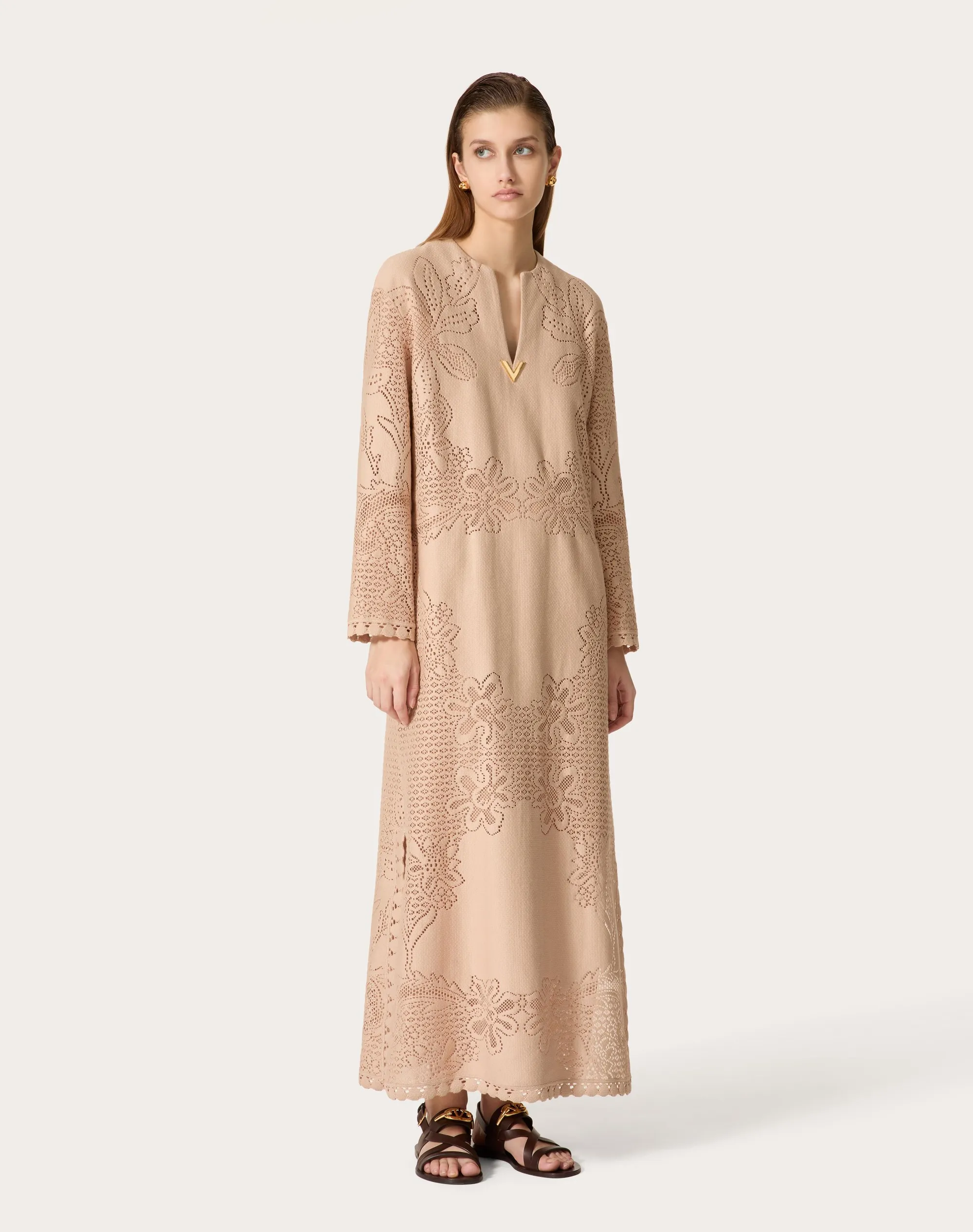 ABITO LUNGO IN VALENTINO COTTON GUIPURE JARDIN PLAT