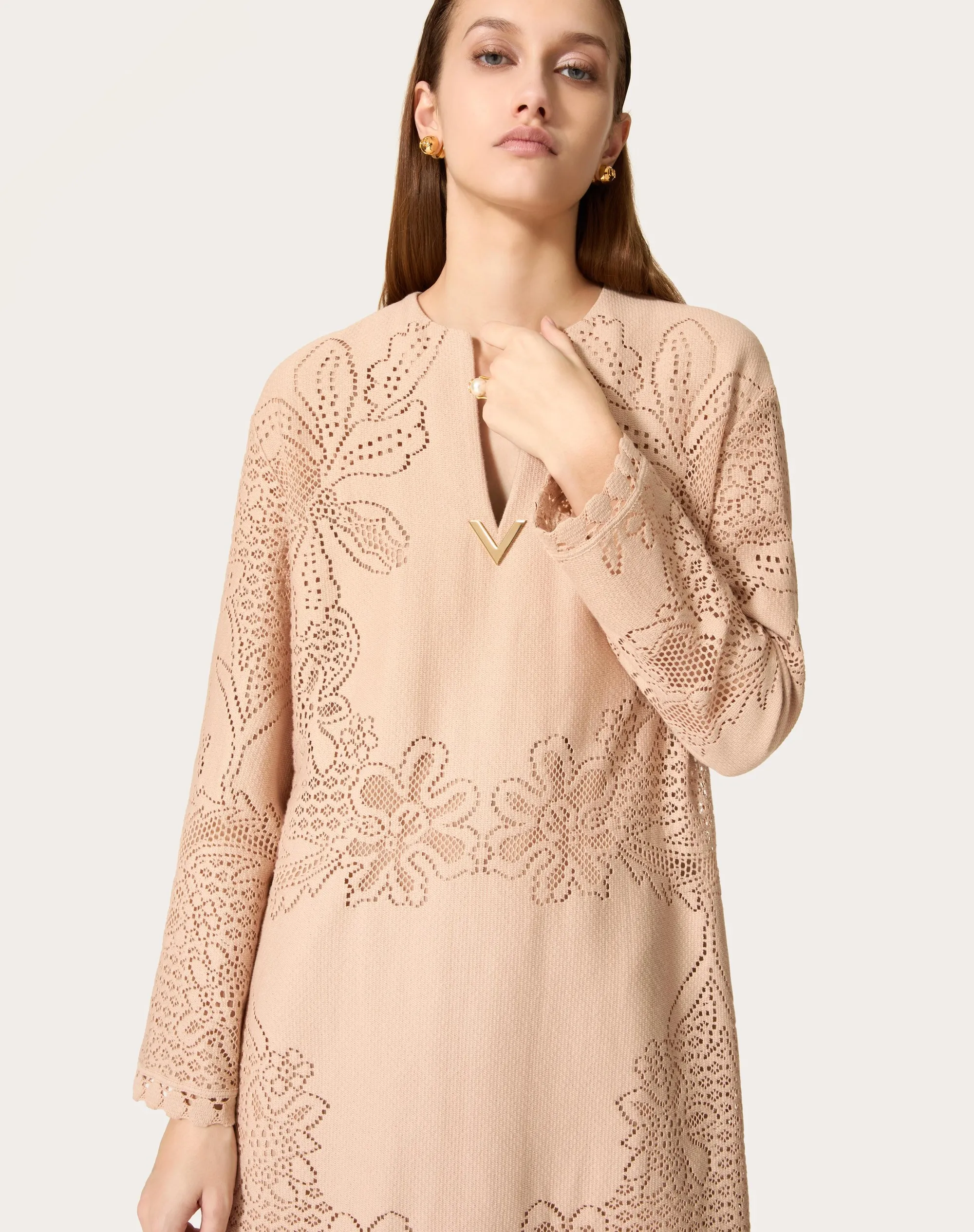 ABITO LUNGO IN VALENTINO COTTON GUIPURE JARDIN PLAT