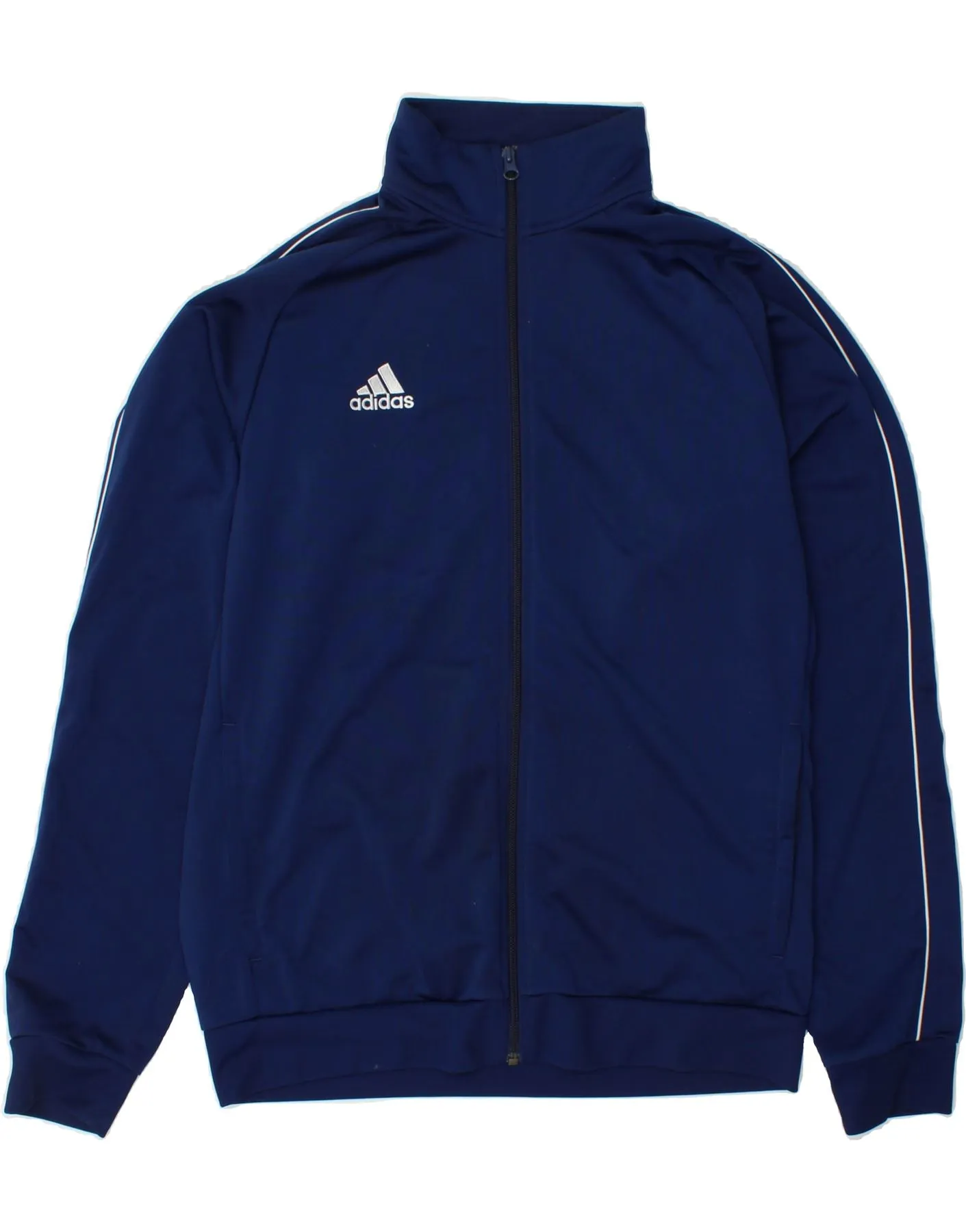 ADIDAS Mens Tracksuit Top Jacket Large Navy Blue Polyester