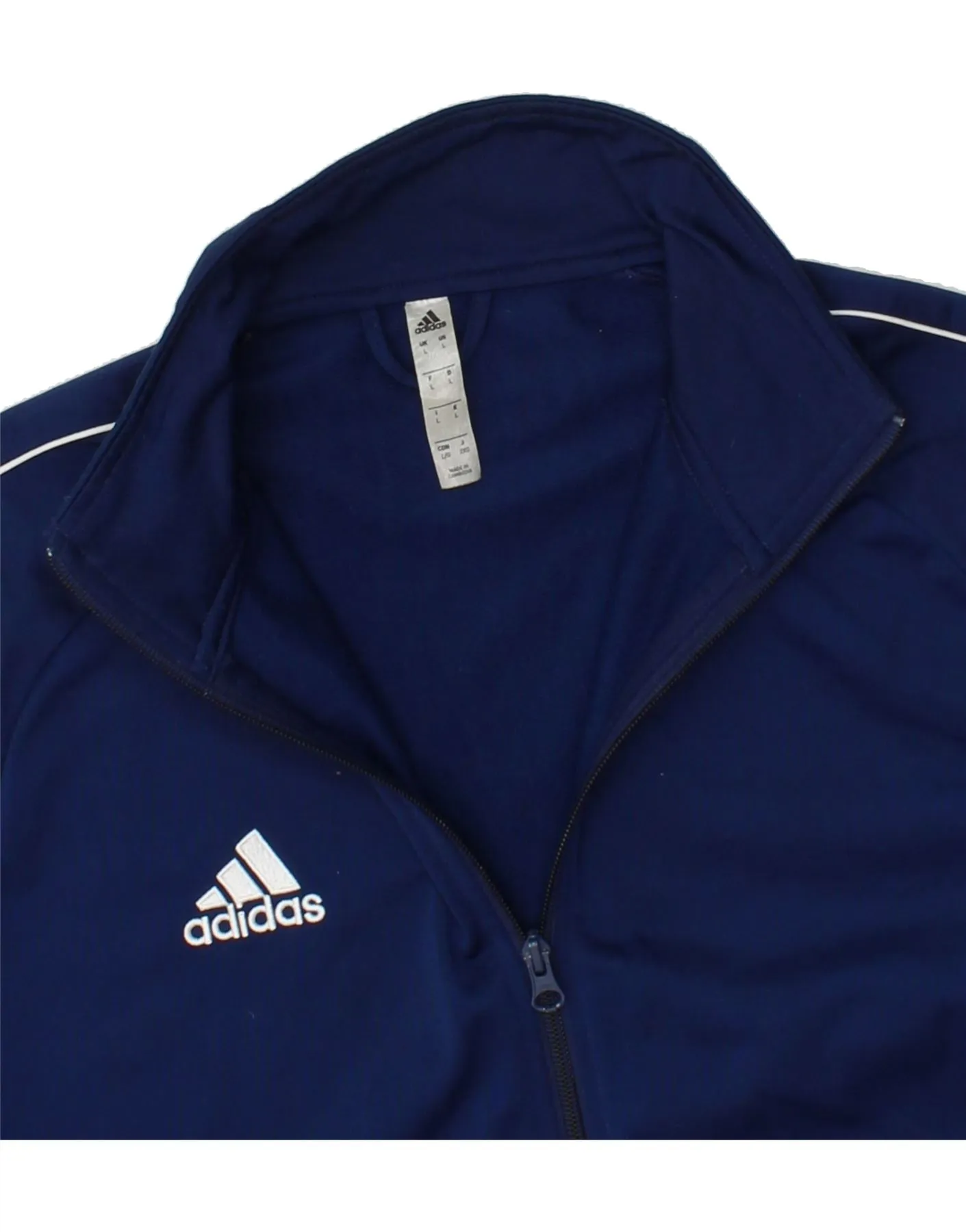ADIDAS Mens Tracksuit Top Jacket Large Navy Blue Polyester