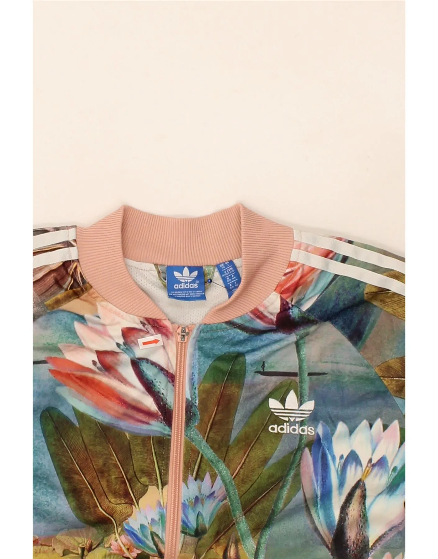ADIDAS Womens Graphic Tracksuit Top Jacket UK 18 XL Multicoloured Floral