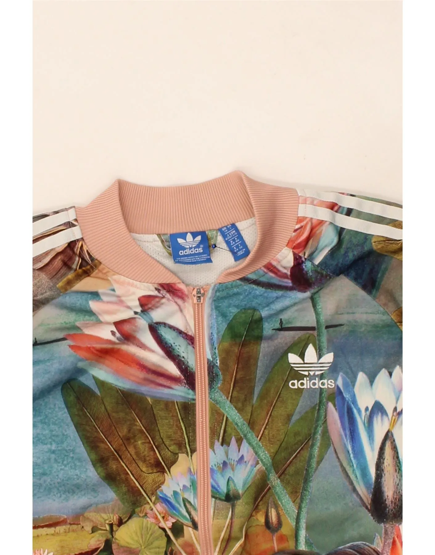 ADIDAS Womens Graphic Tracksuit Top Jacket UK 18 XL Multicoloured Floral