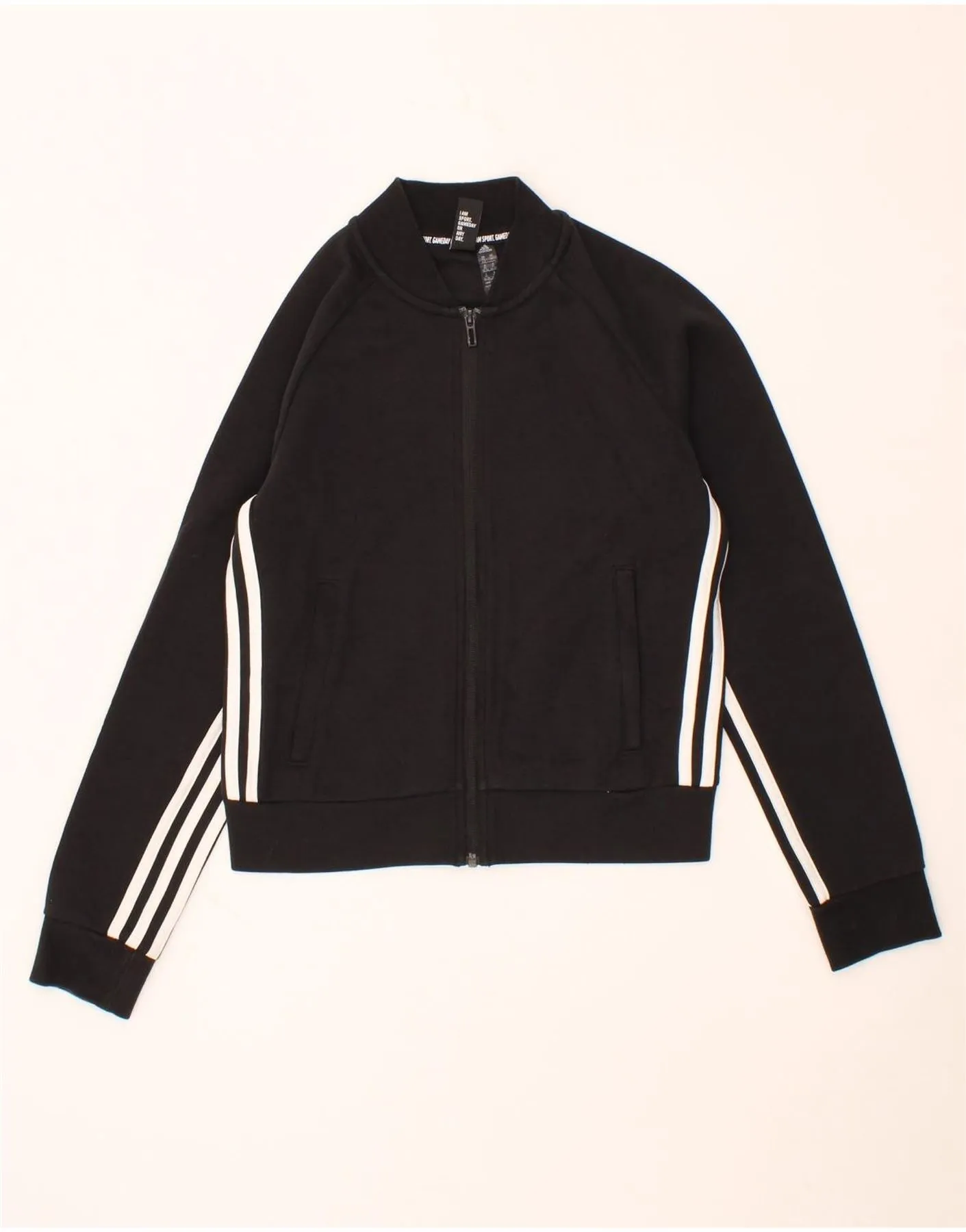ADIDAS Womens Tracksuit Top Jacket UK 4/6 XS Black Cotton