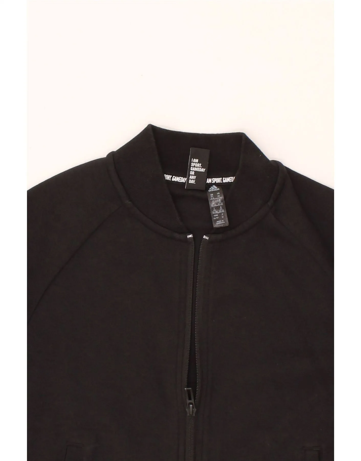 ADIDAS Womens Tracksuit Top Jacket UK 4/6 XS Black Cotton