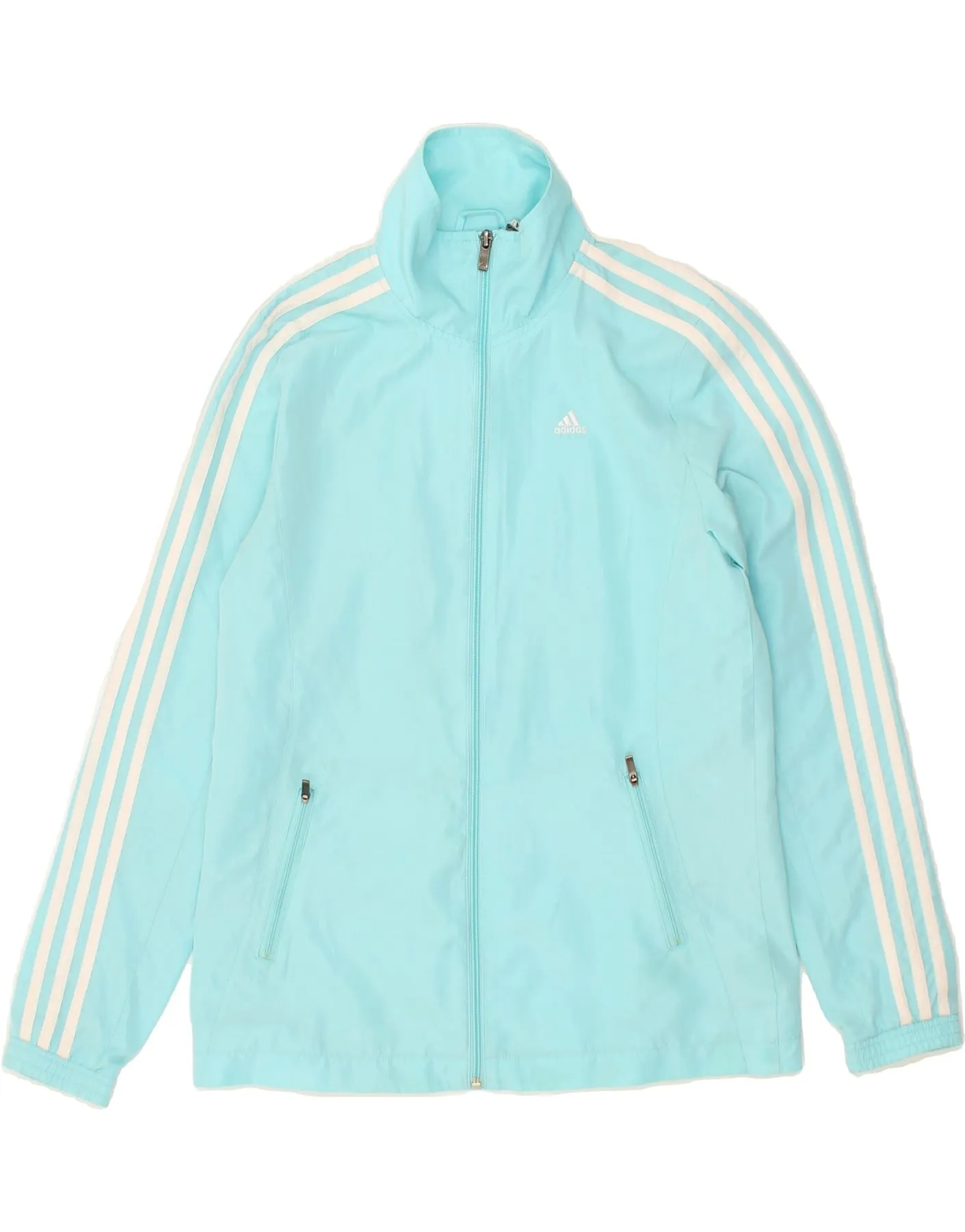 ADIDAS Womens Tracksuit Top Jacket UK 8 Small Blue Polyester