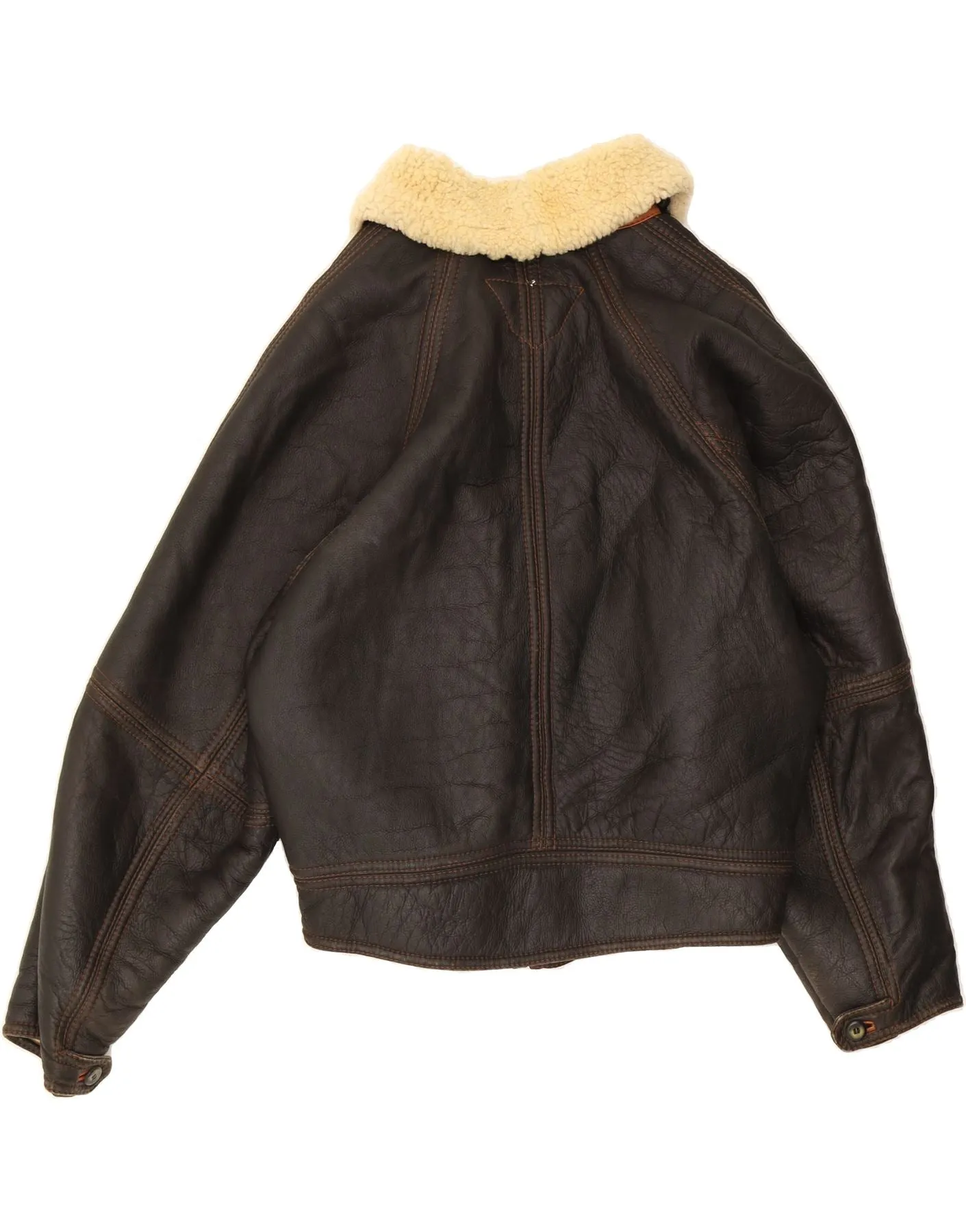 ALBINO GARDIN Mens Shearling Jacket IT 52 XL Brown Leather