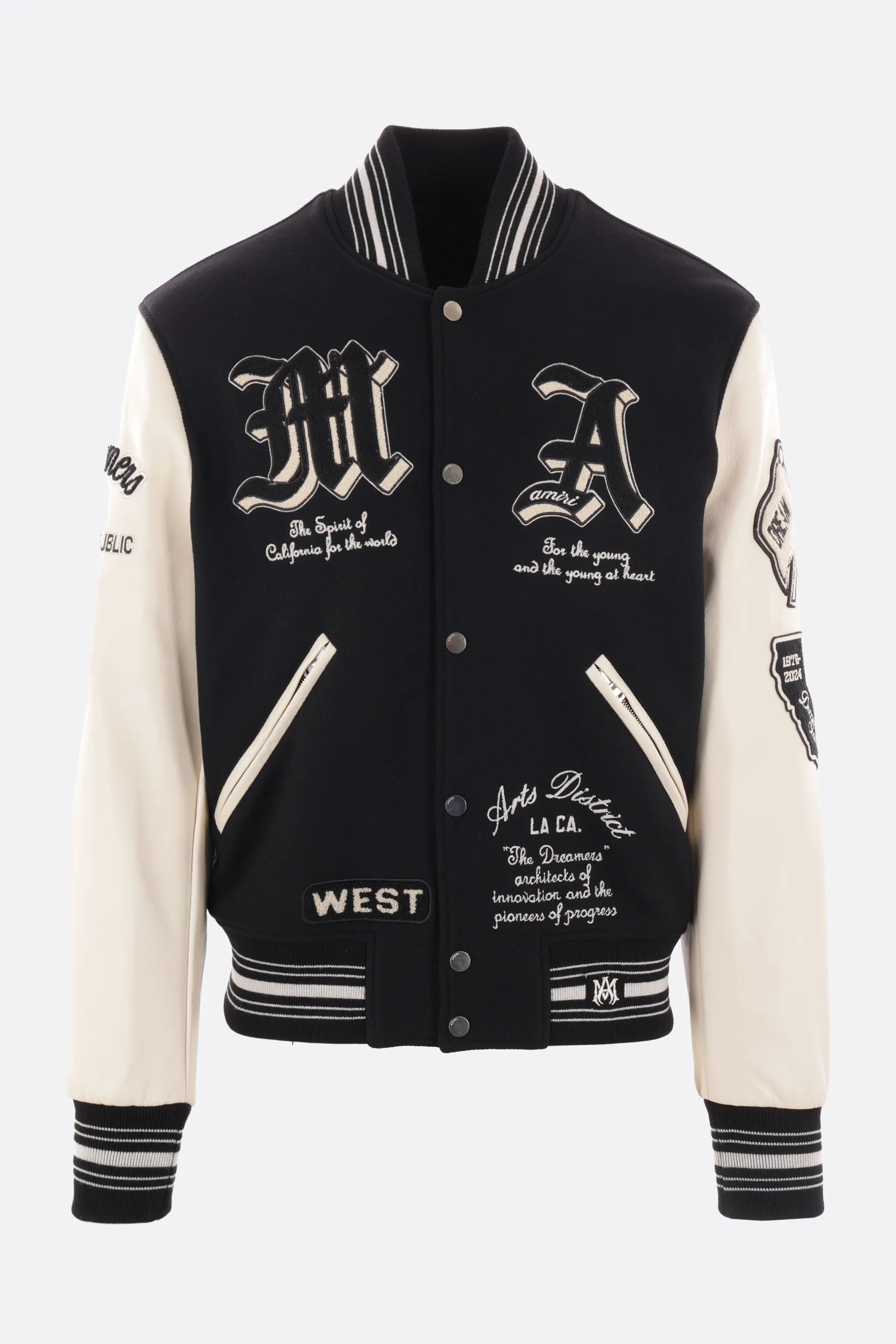  AMIRI giubbotto varsity Dream Team in misto lana e pelle 