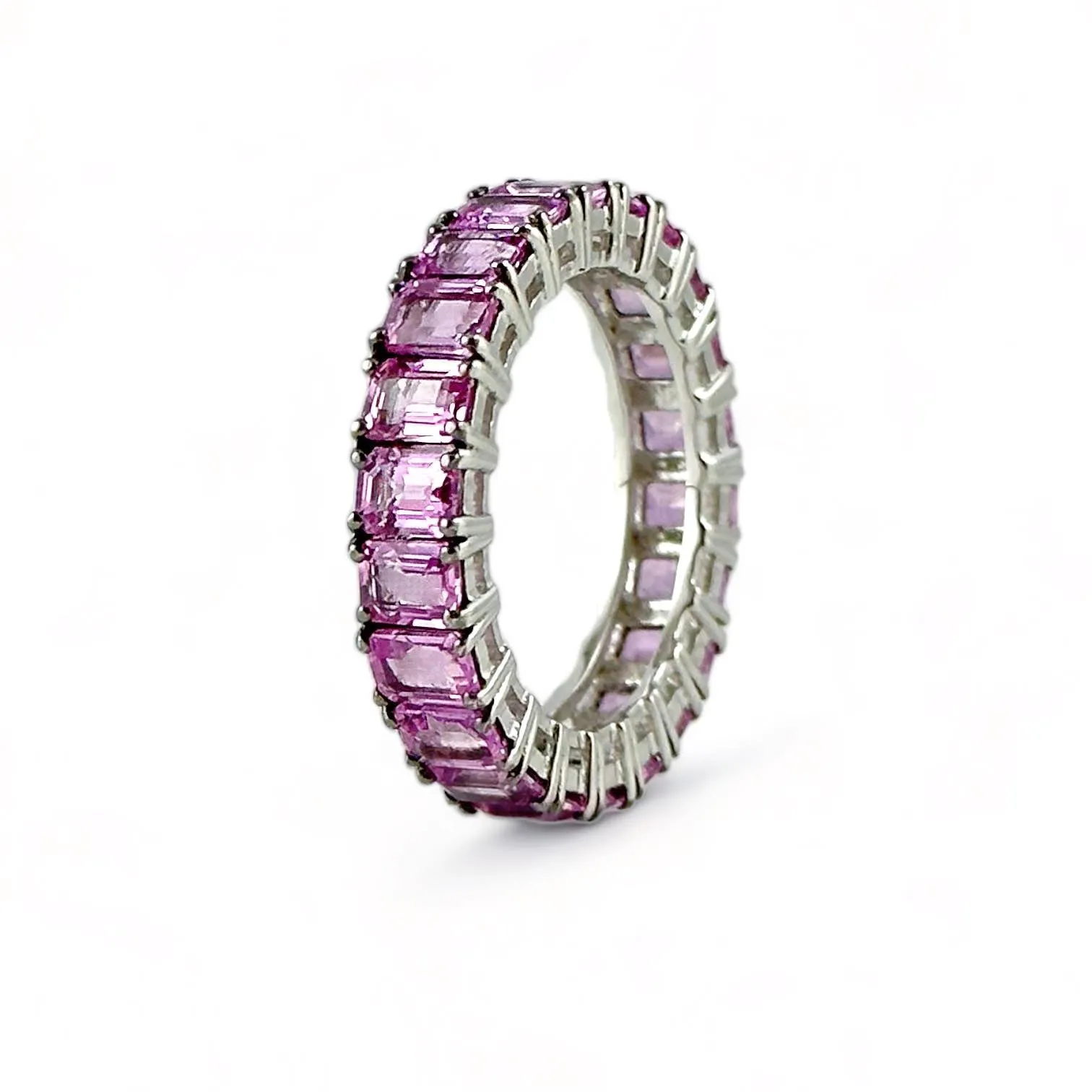 Anello veretta di zaffiri rosa