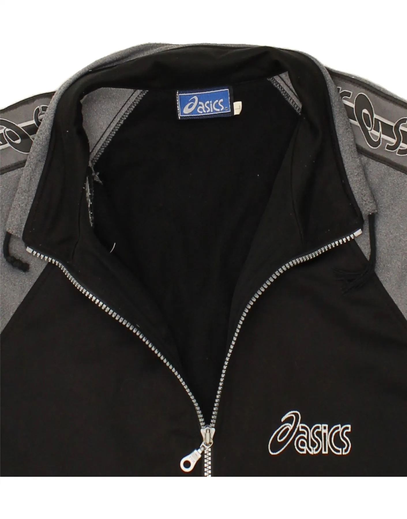 ASICS Mens Vintage Graphic Tracksuit Top Jacket Large Black Colourblock