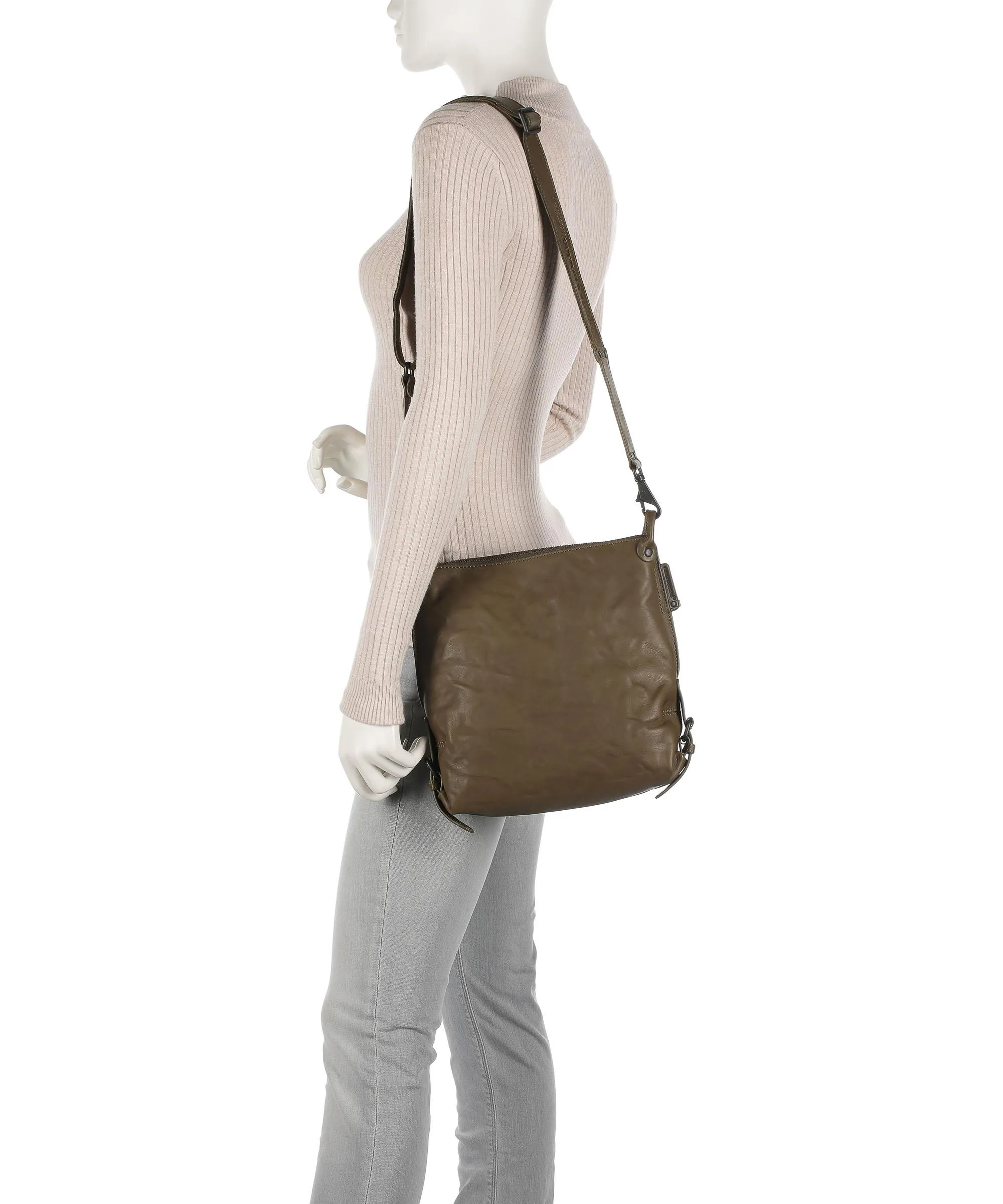  Aunts & Uncles Grandma's Luxury Club Mrs. Raisin Cookie Borsa a tracolla pelle di vacchetta grana verde-oliva  