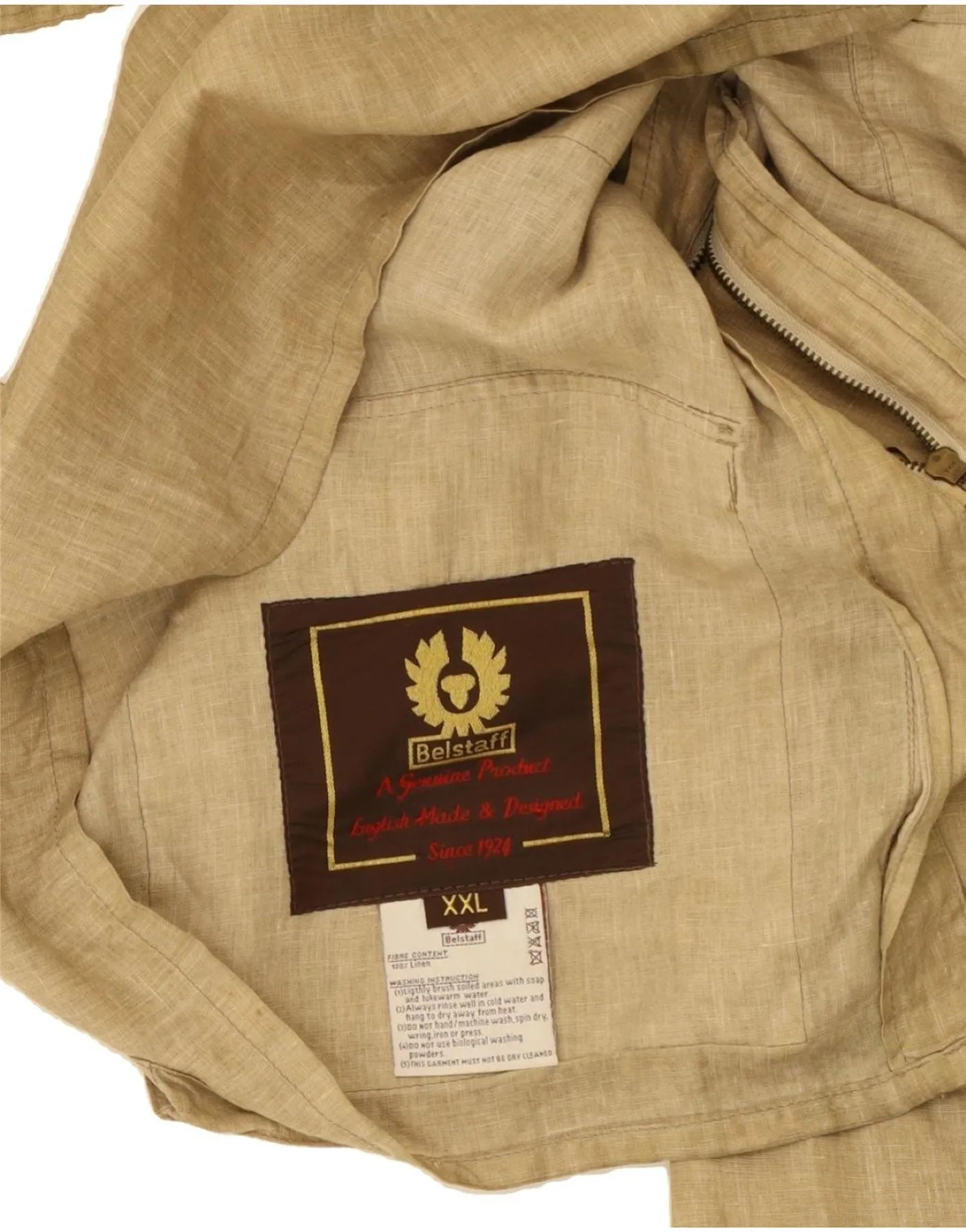 BELSTAFF Mens Utility Jacket UK 44 2XL Beige Linen
