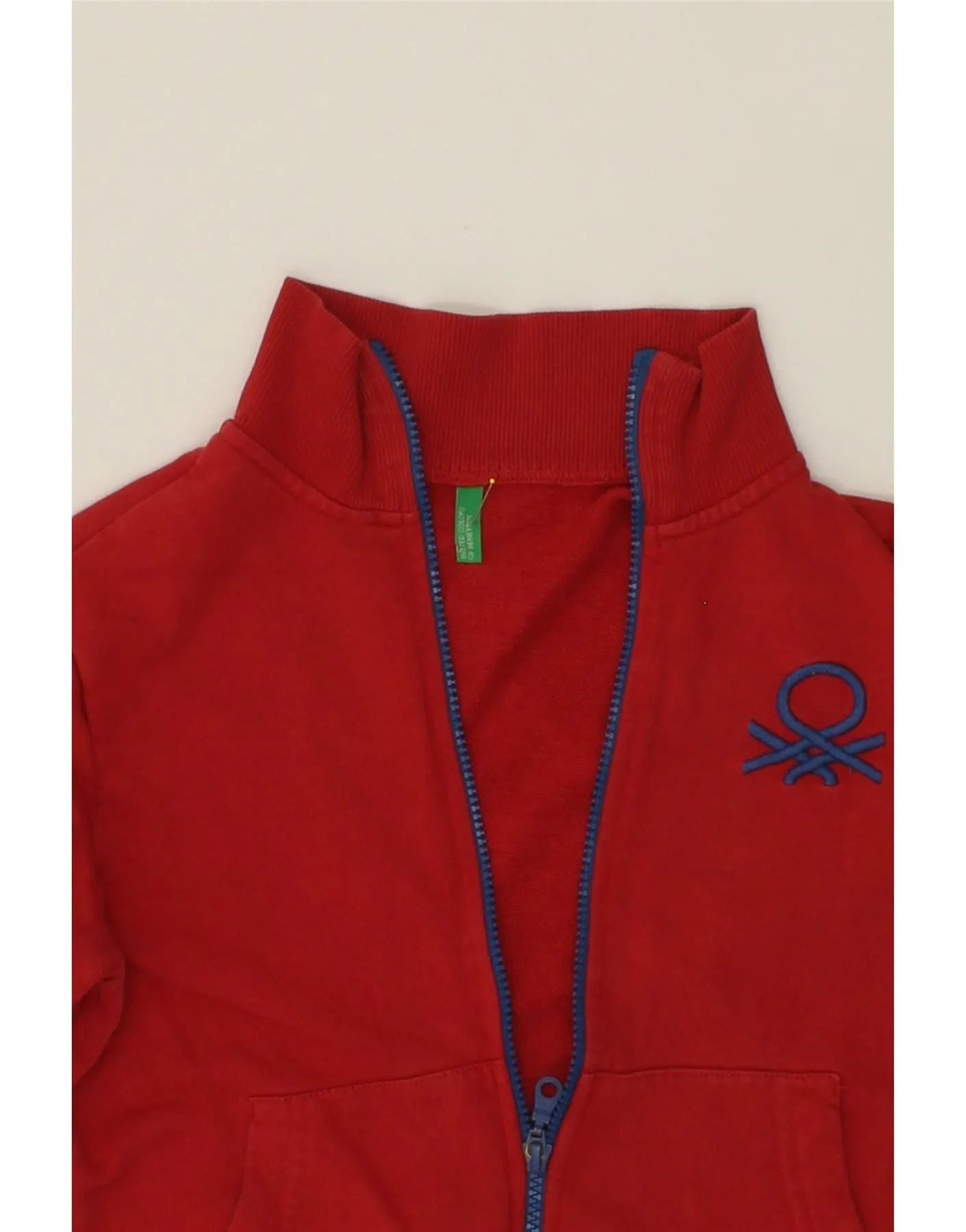 BENETTON Boys Graphic Tracksuit Top Jacket 8-9 Years Red Cotton