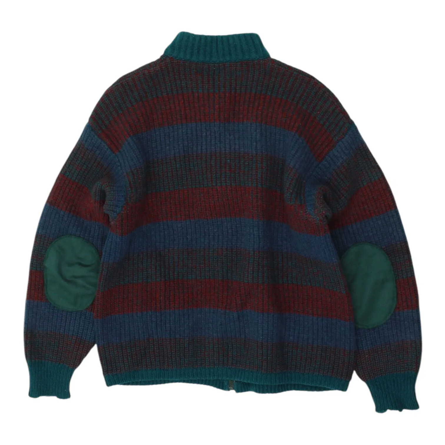 Benetton Mens Blue Red Full Zip Knit Jumper Jacket | Vintage High End Designer