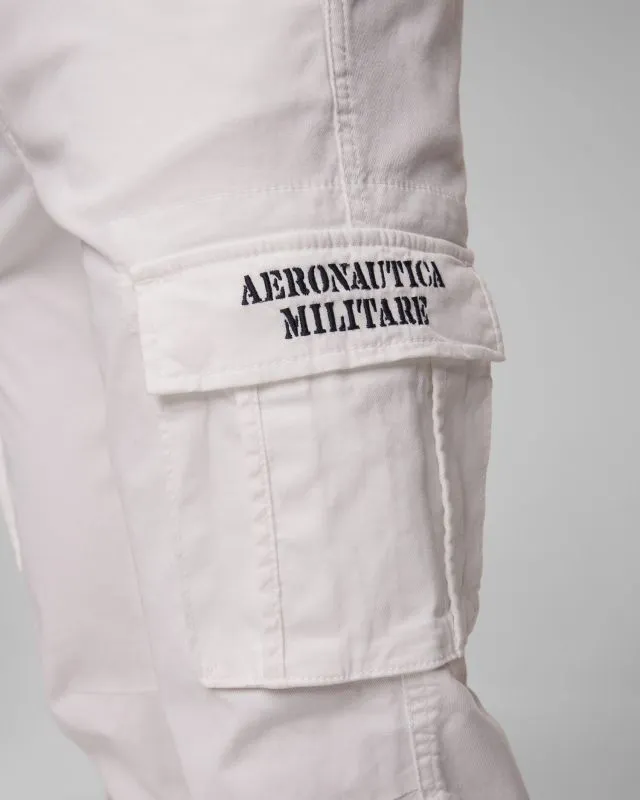 Białe spodnie cargo męskie Aeronautica Militare 241pa1329ct3293-73062