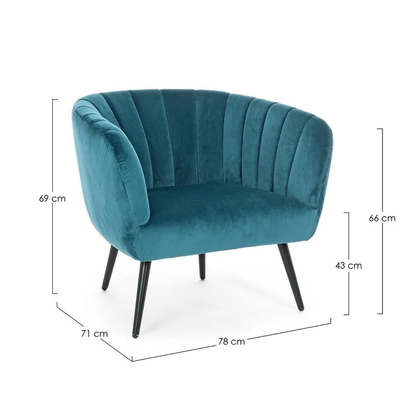 Bizzotto Poltrona Avril blu pavone