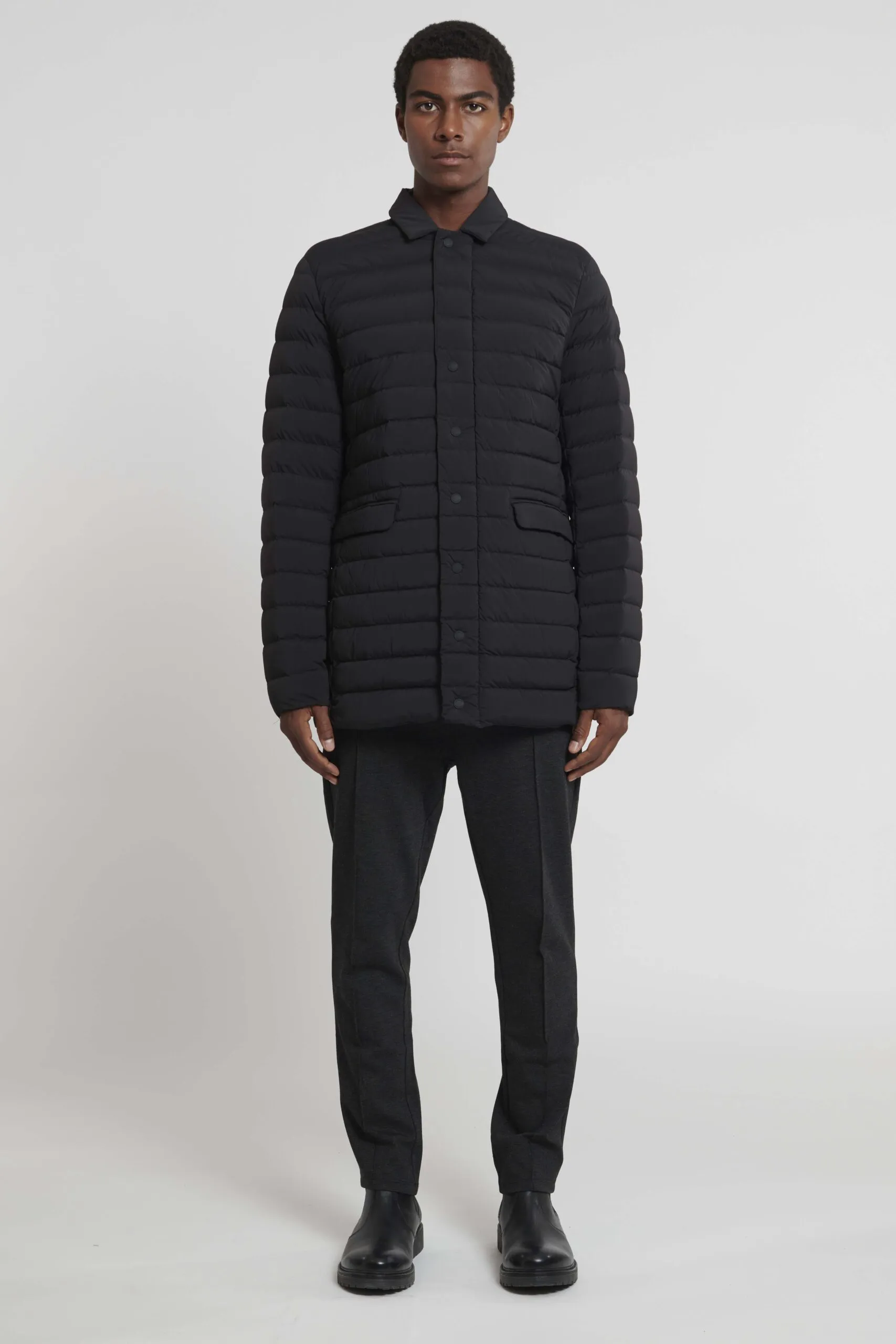 Black long down jacket
