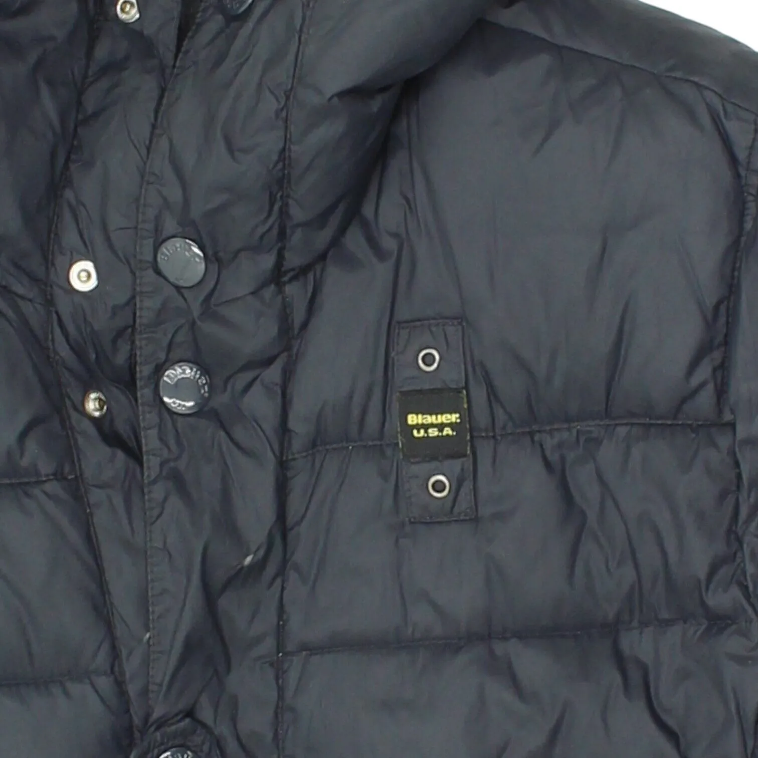Blauer USA Mens Navy Hooded Puffer Jacket | Vintage High End Designer VTG
