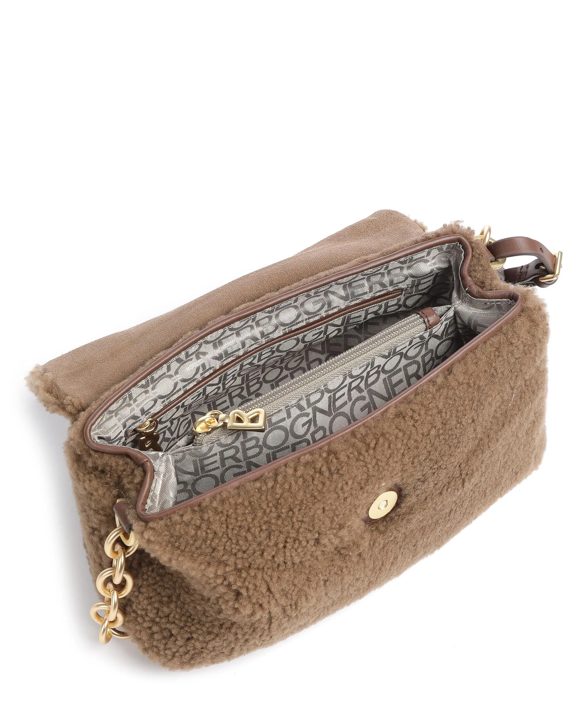  Bogner Valmorel Yamila Borsa a spalla cuoio di agnello, pelliccia marrone  