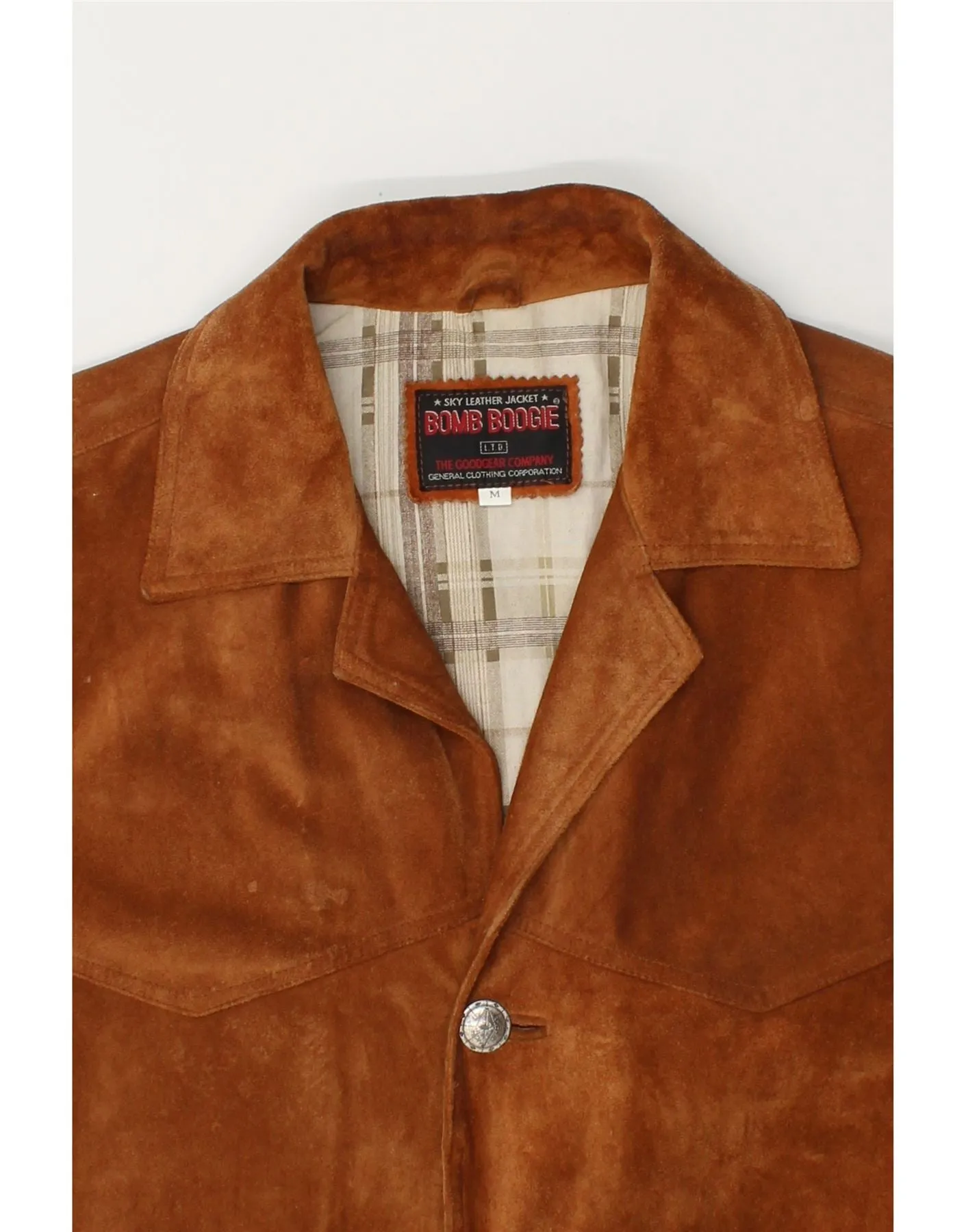 BOMB BOOGIE Mens Suede Jacket UK 38 Medium Brown Leather