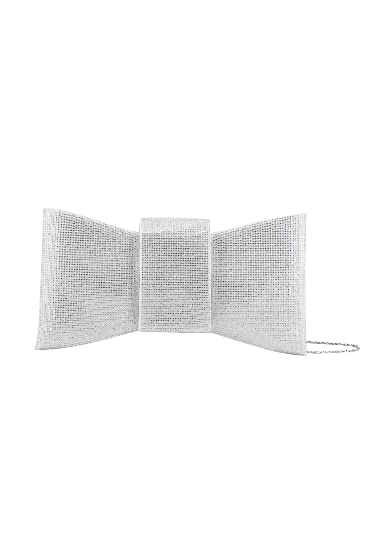 Borsa donna pochette piccola clutch micro strass a fiocco e chiusura automatica