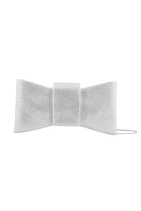 Borsa donna pochette piccola clutch micro strass a fiocco e chiusura automatica