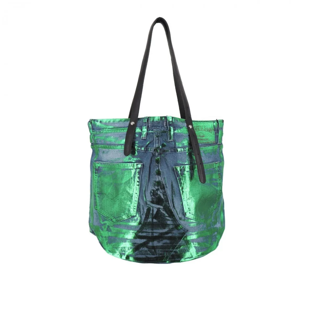 Borsa Shopper Denim Riciclato, Verde