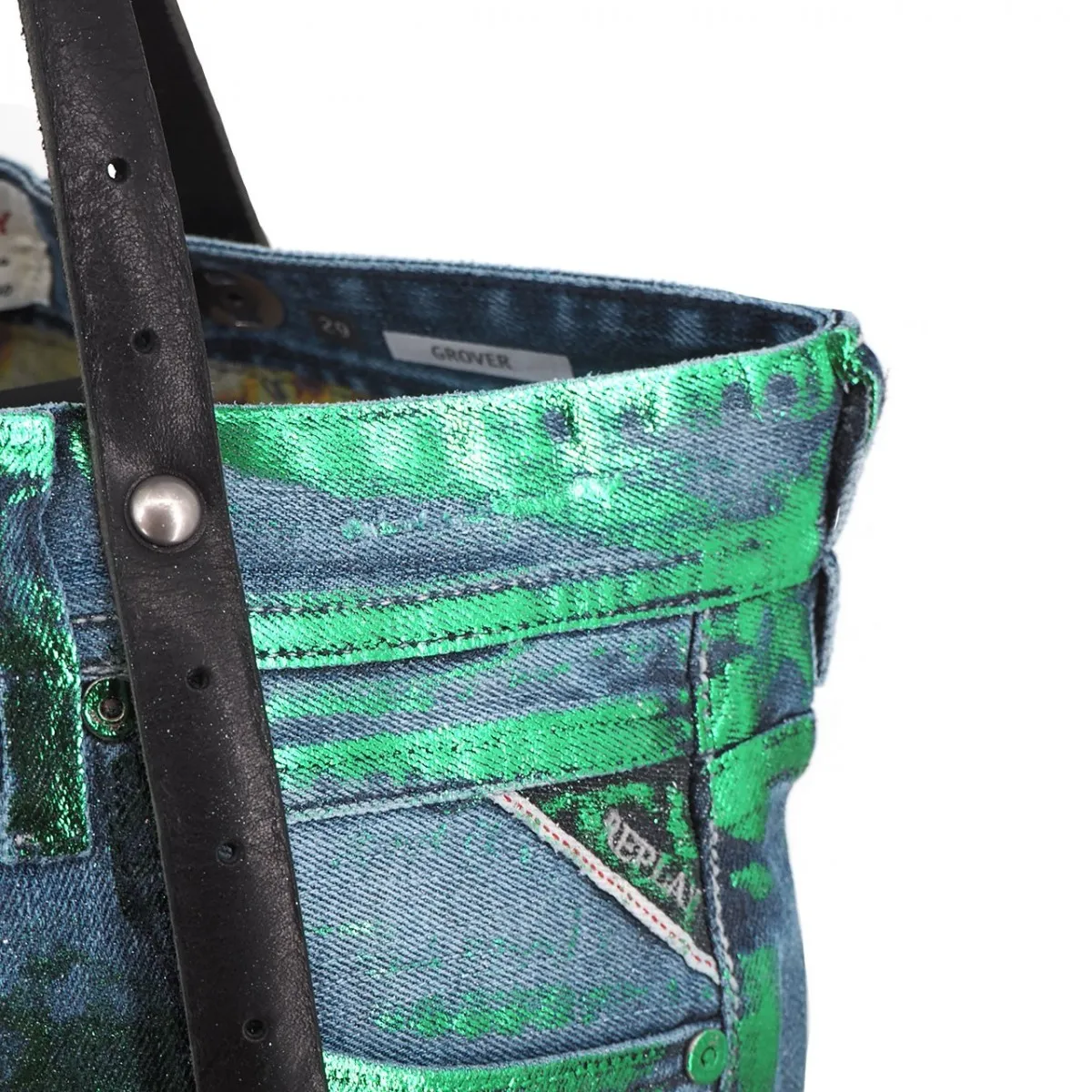 Borsa Shopper Denim Riciclato, Verde