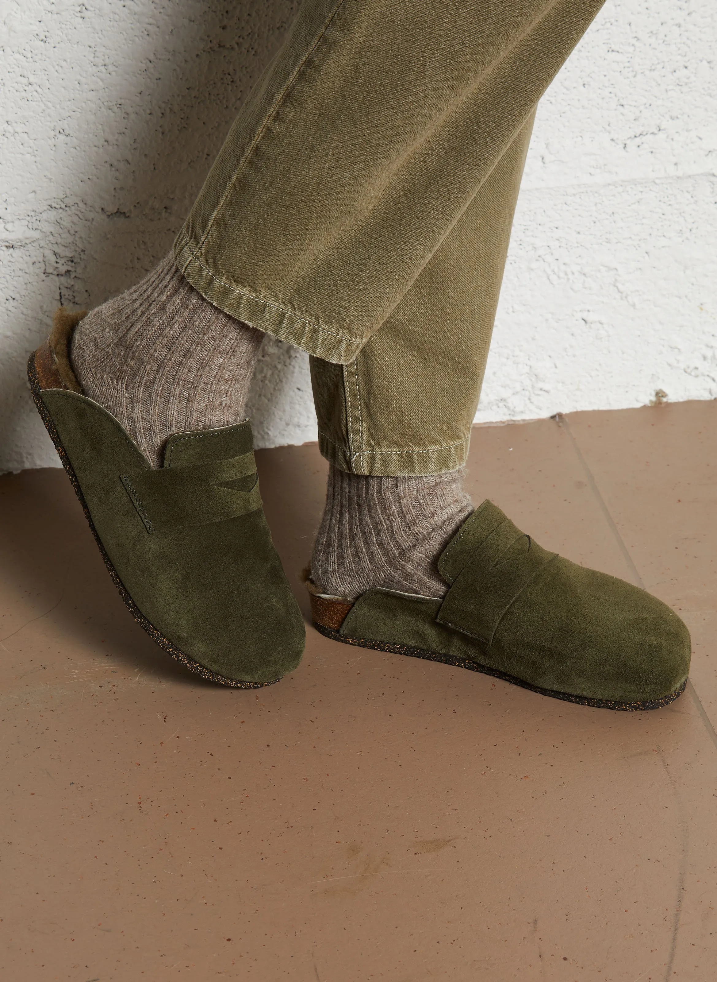  BOSABO   LORINE - Sabot imbottiti in pelle scamosciata | Kaki