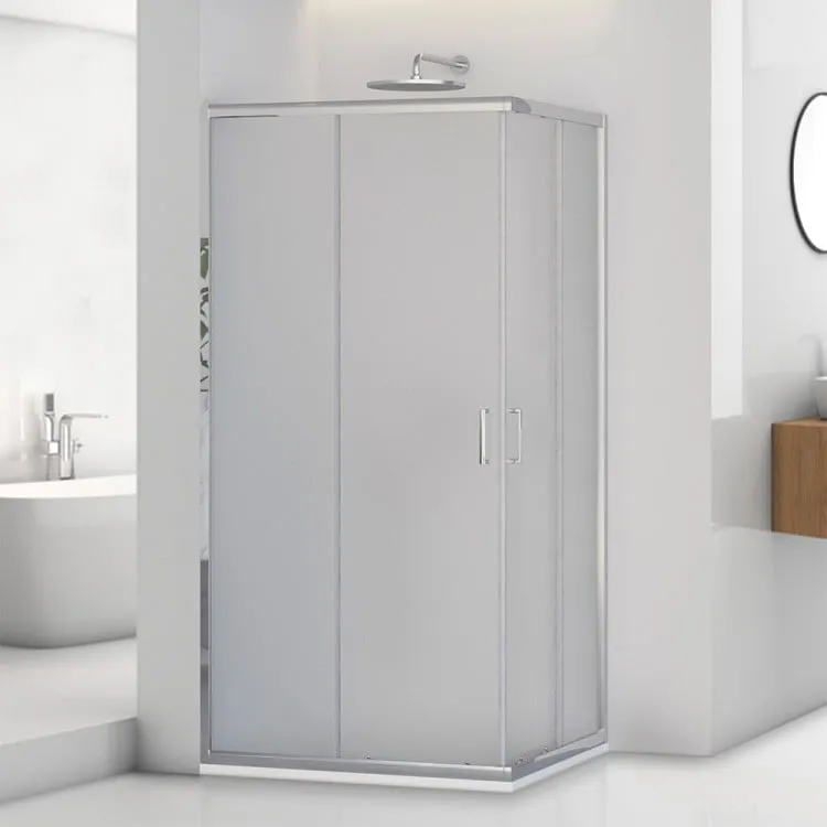 Box doccia angolare cromato H195cm con vetro stampato T-Special Feridras 
