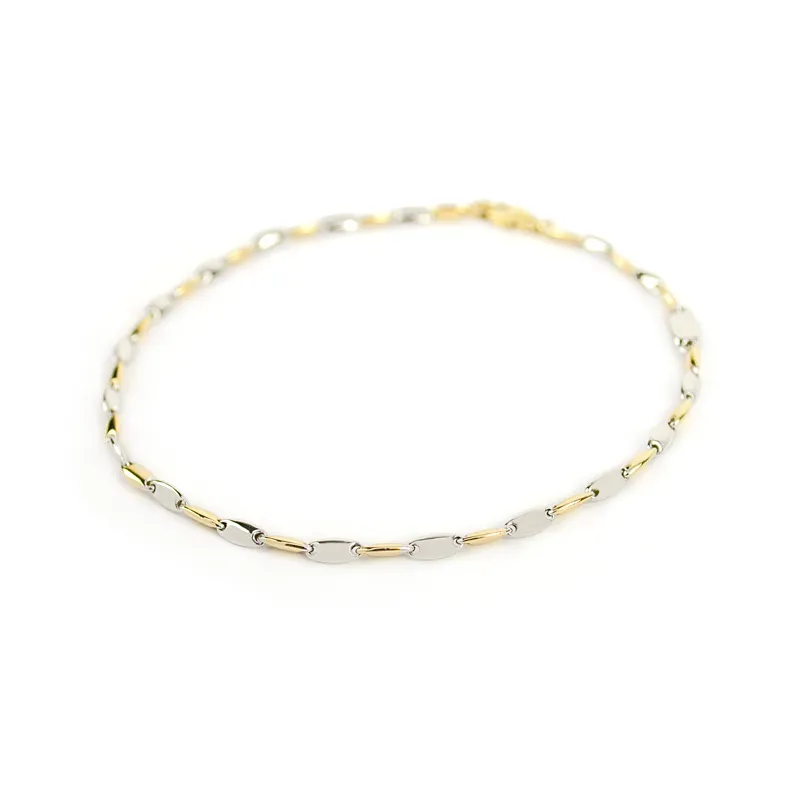 Bracciale uomo bicolore in oro giallo e oro bianco