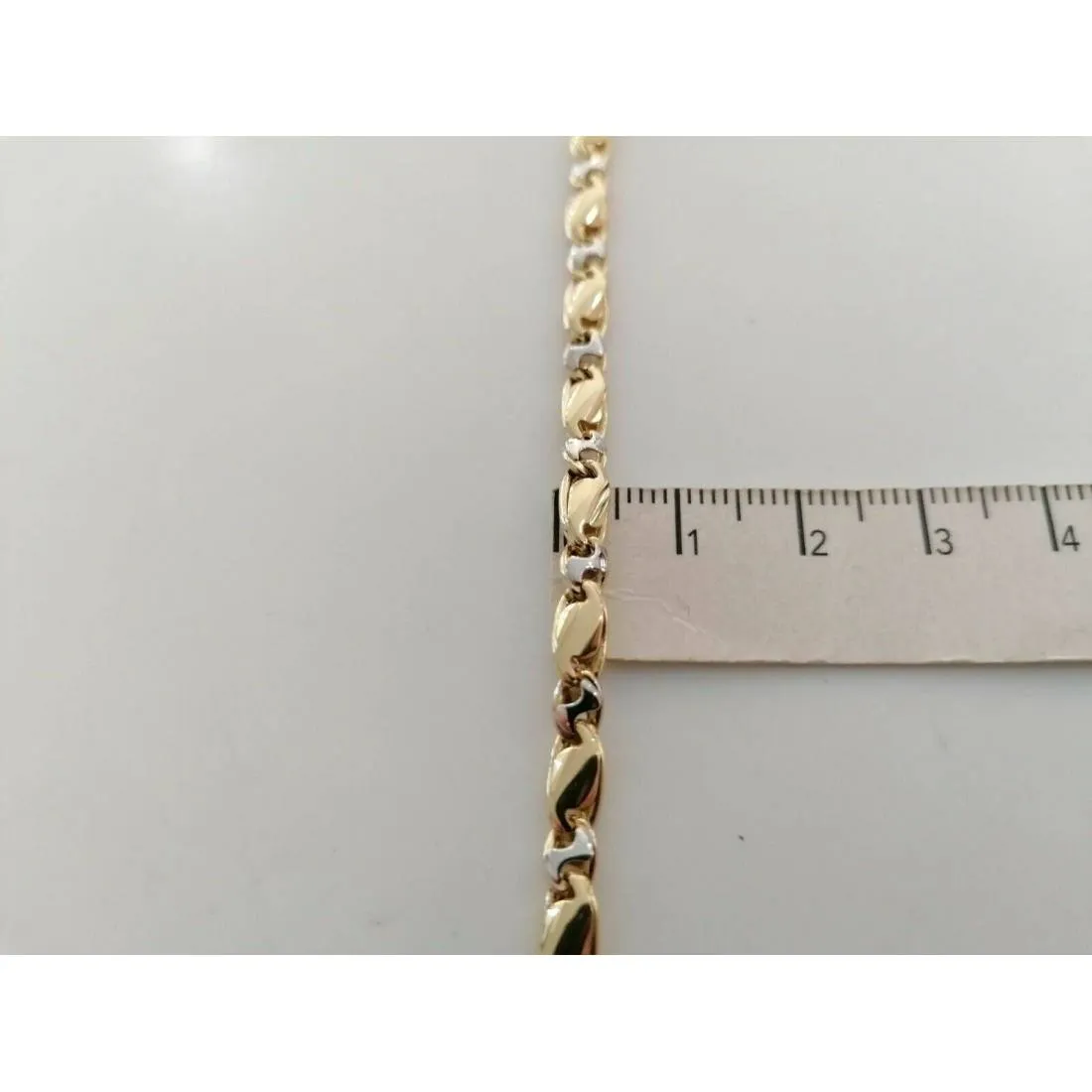 BRACCIALE Uomo Donna Unisex 18 Karati 750% In ORO GIALLO BIANCO Maglia Bicolore