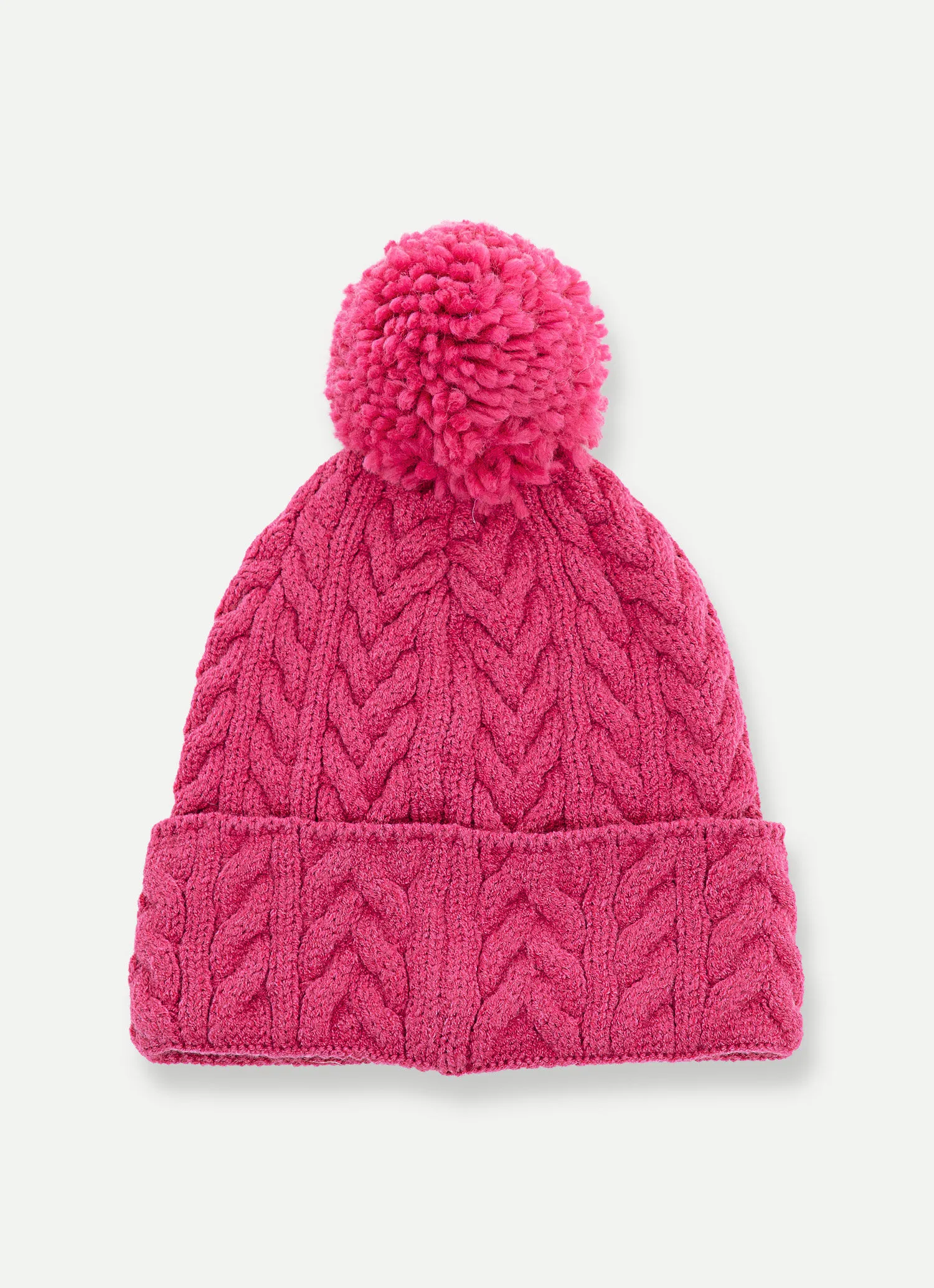 Braided girl's hat with pompom