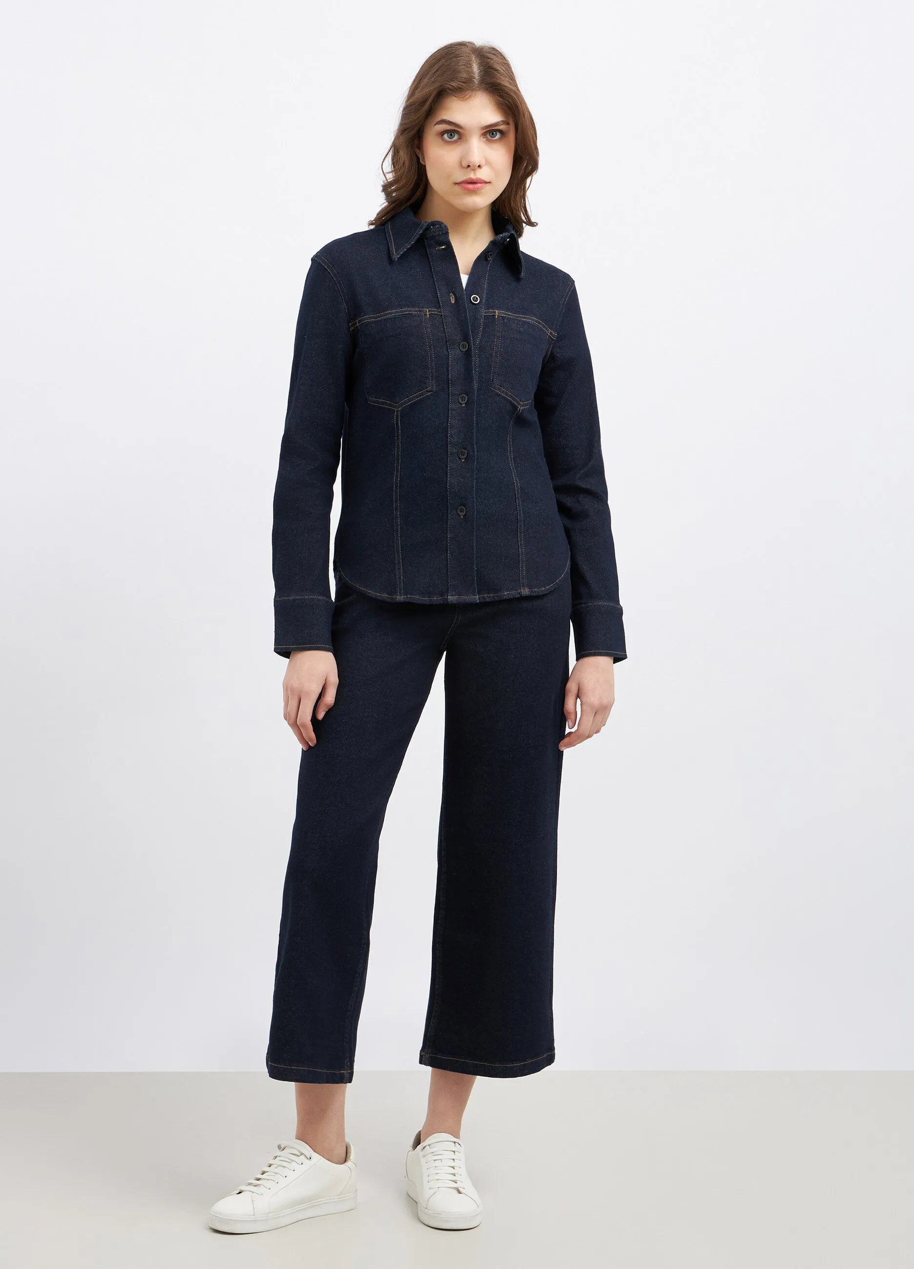 Camicia in cotone stretch donna