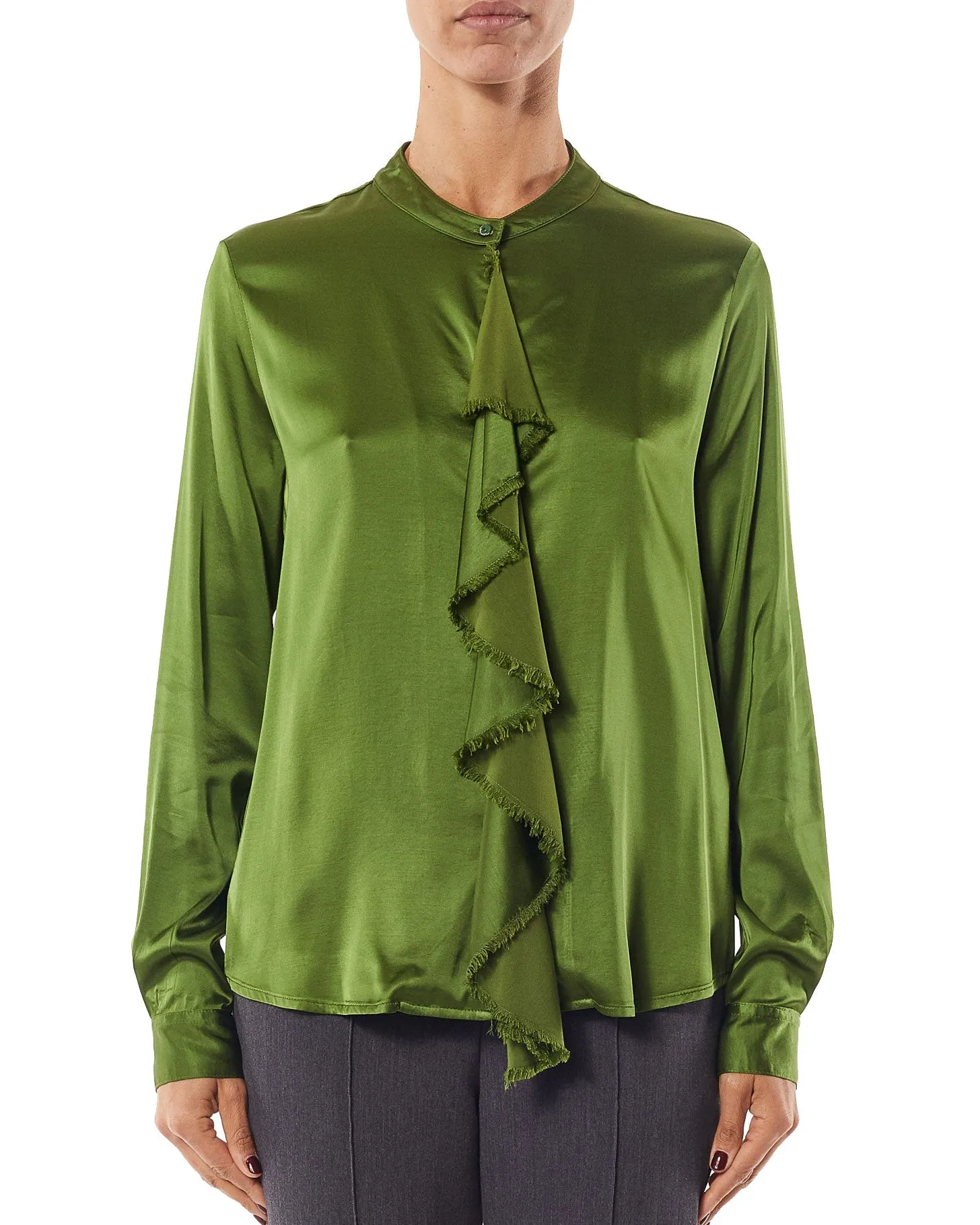 Camicia raso verde ginepro